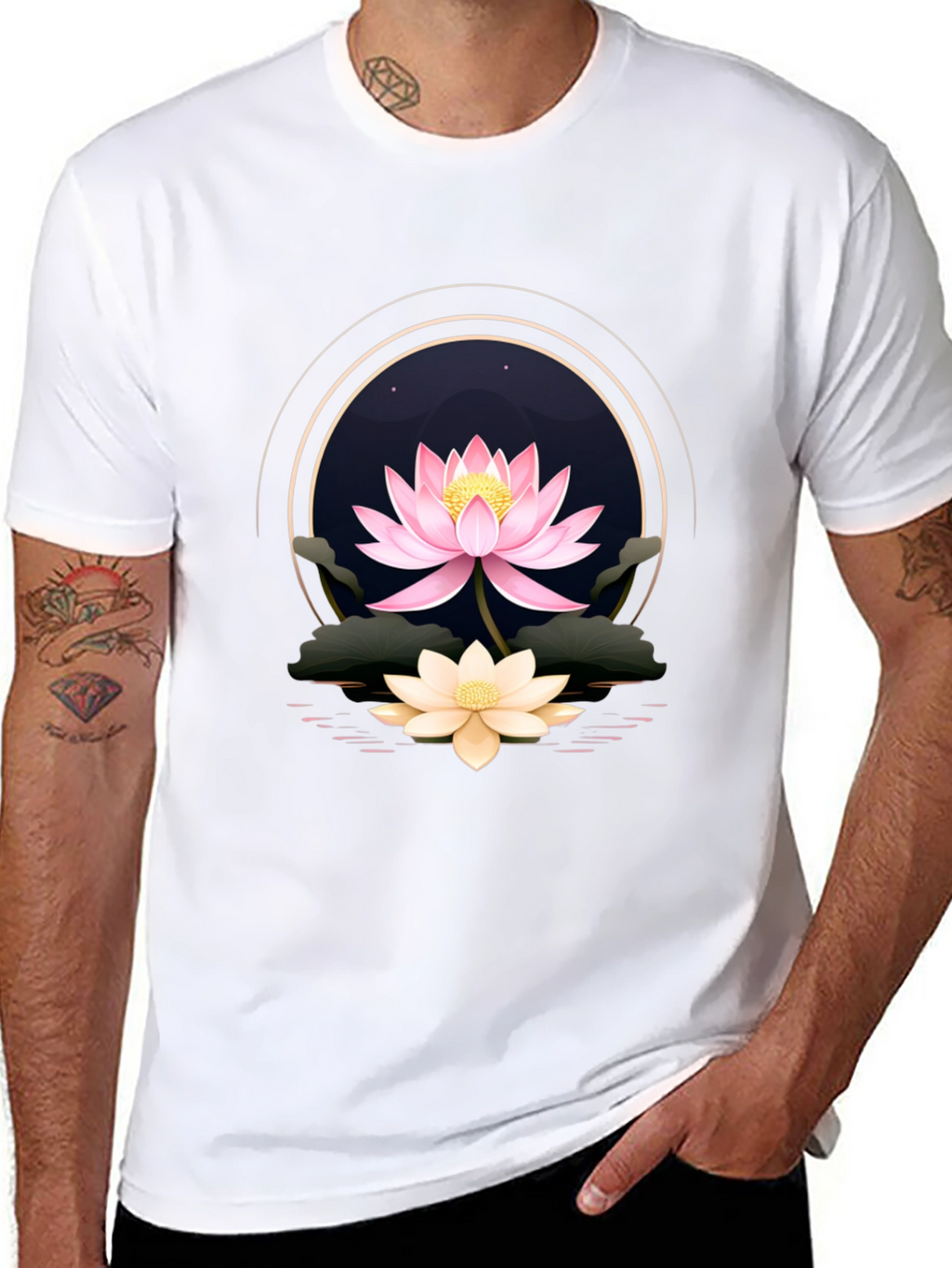 Lotus Flower Graphic Tee - Elegant Floral Design