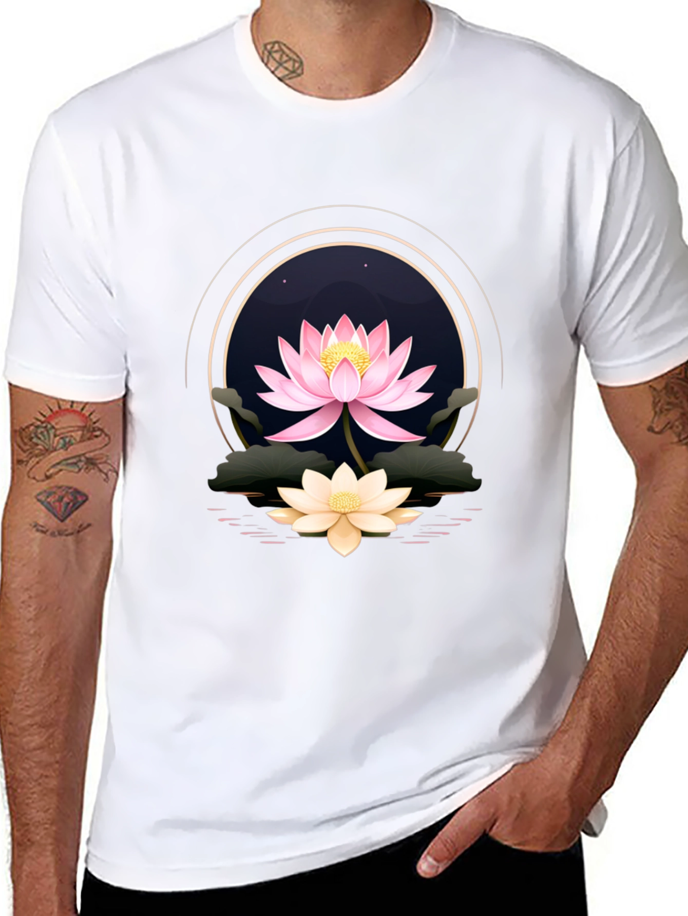 Lotus Flower Graphic Tee - Elegant Floral Design