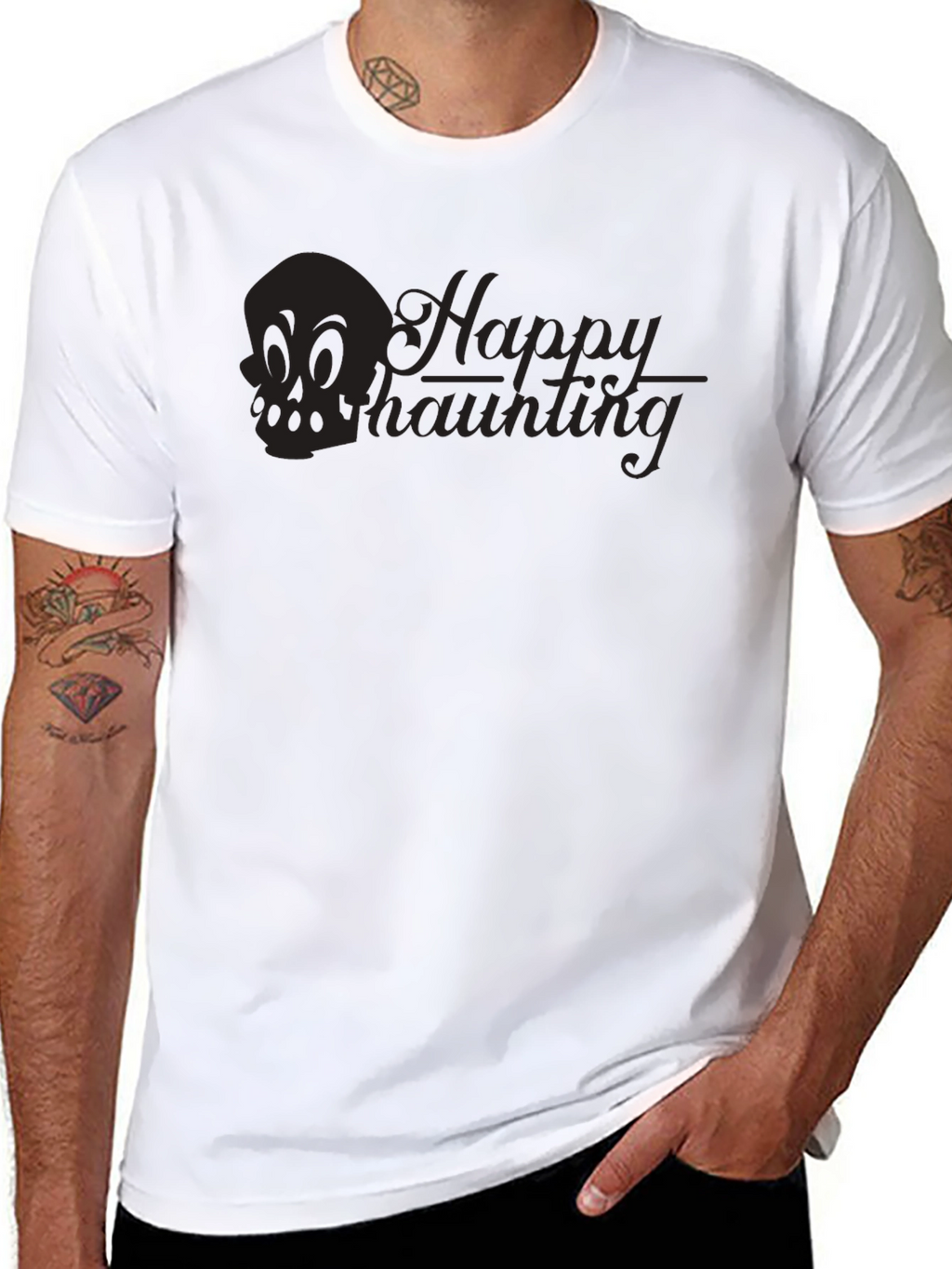 Happy Haunting Graphic T-Shirt - Black