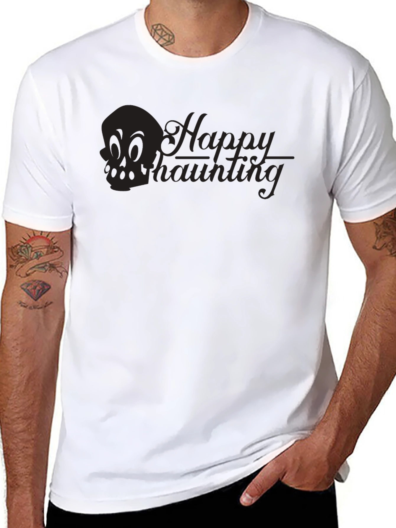 Happy Haunting Graphic T-Shirt - Black