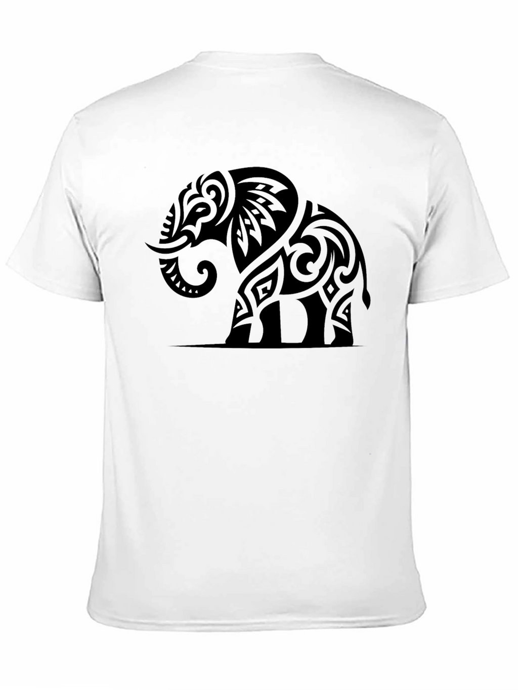 Tribal Elephant Graphic Tee - Black Cotton Casual Shirt