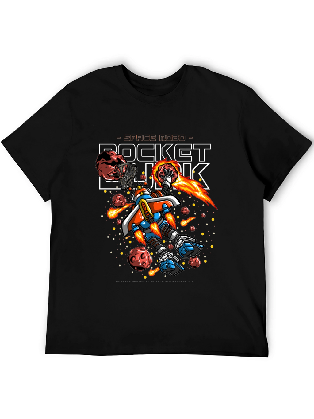 Rocket Dunk Space Robot Black T-Shirt