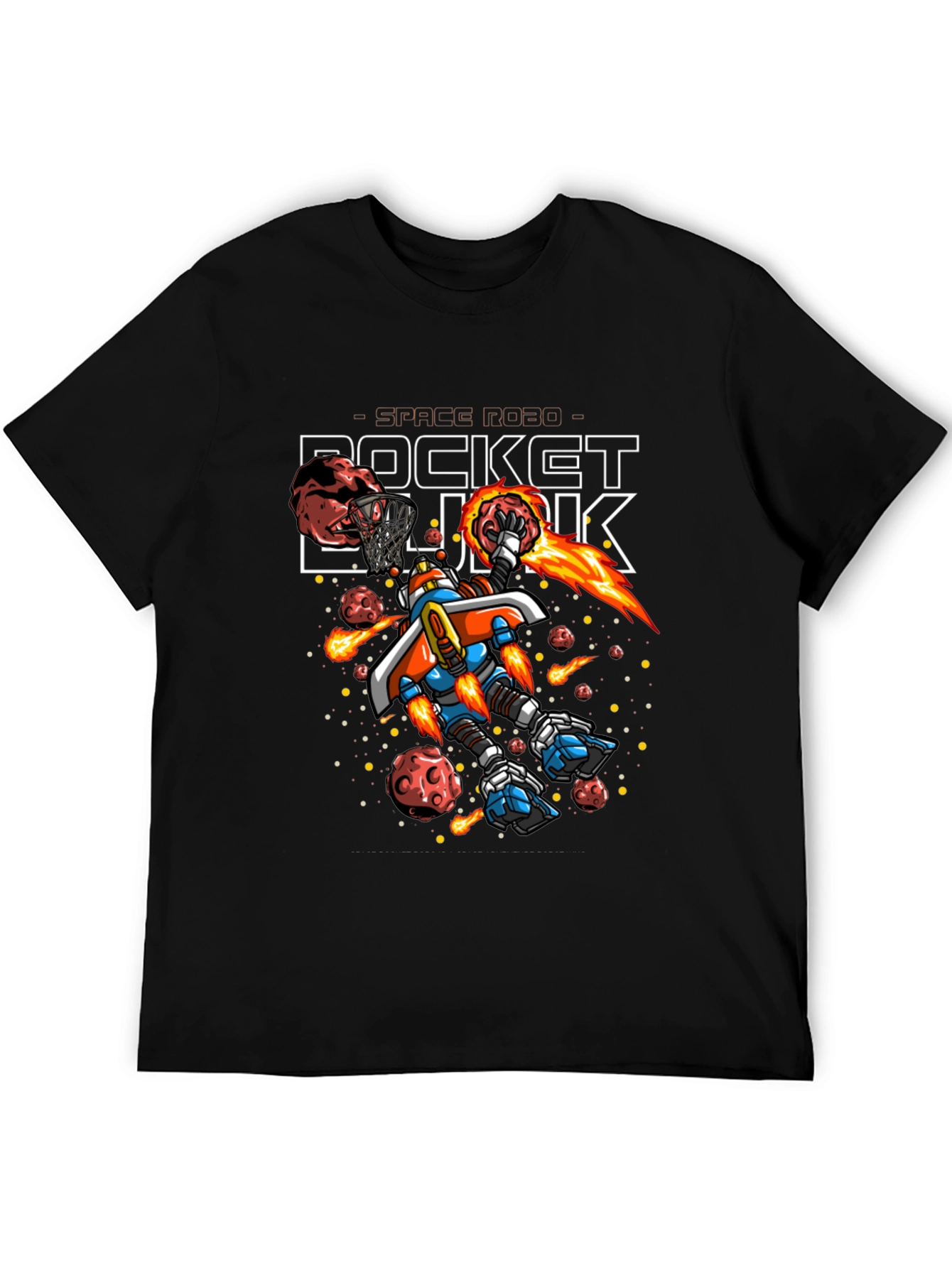 Rocket Dunk Space Robot Black T-Shirt