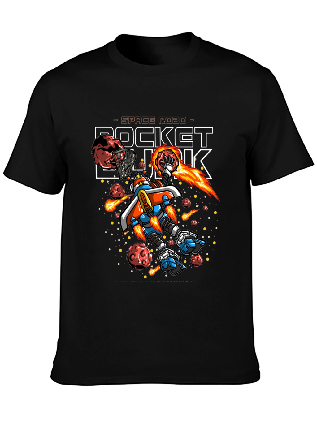 Rocket Dunk Space Robot Black T-Shirt