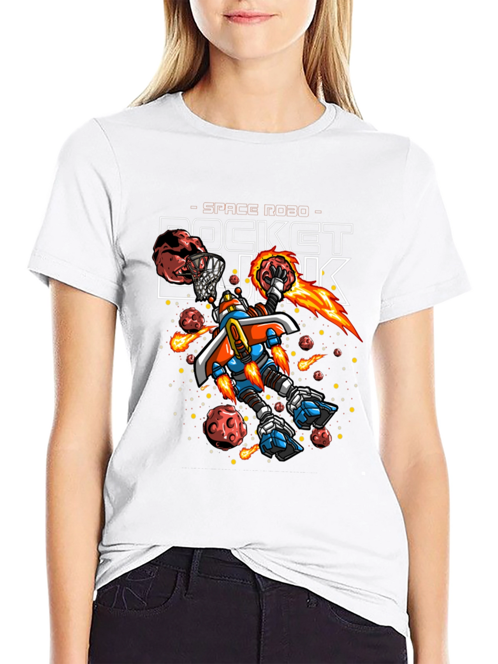 Rocket Dunk Space Robot Black T-Shirt