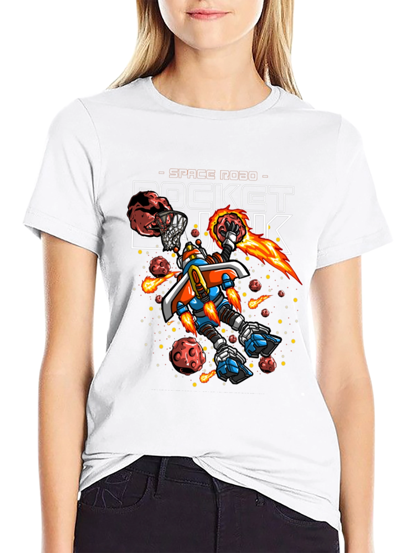 Rocket Dunk Space Robot Black T-Shirt