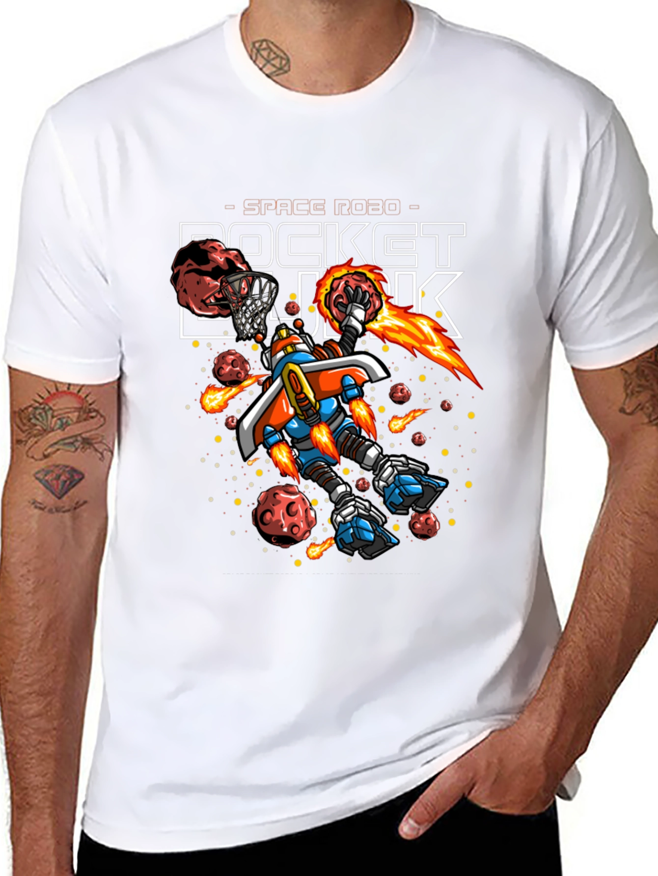 Rocket Dunk Space Robot Black T-Shirt
