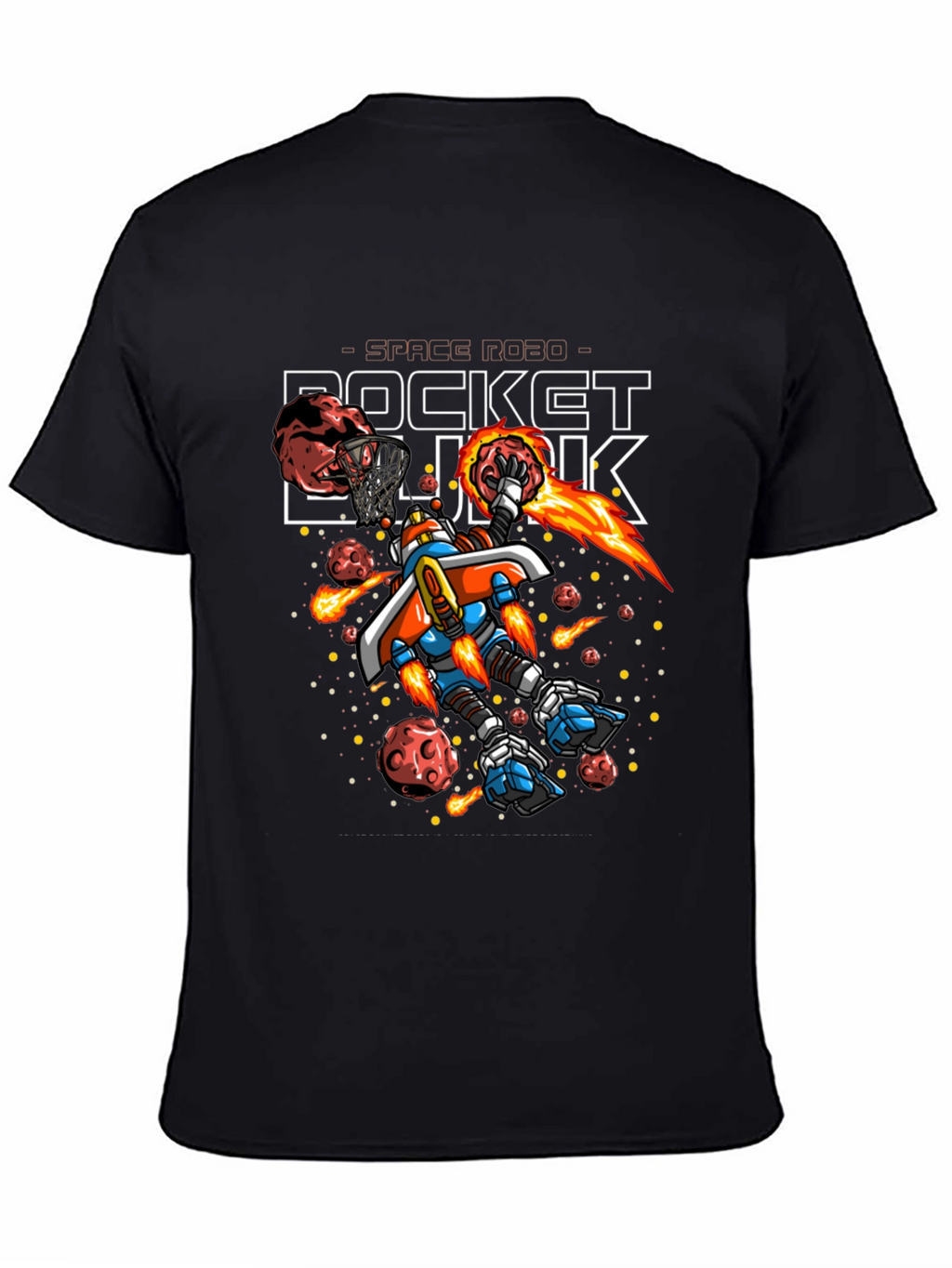 Rocket Dunk Space Robot Black T-Shirt
