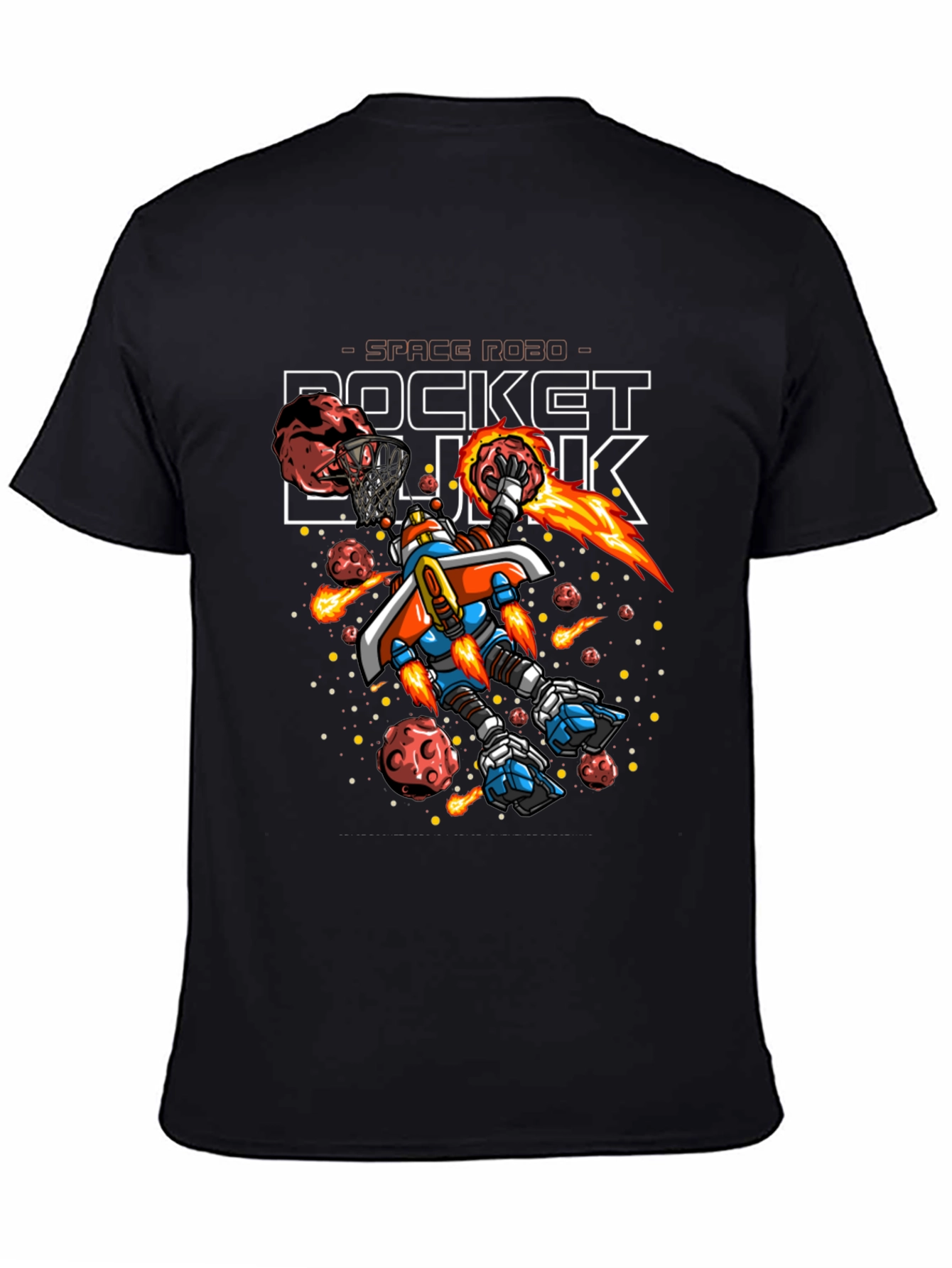 Rocket Dunk Space Robot Black T-Shirt