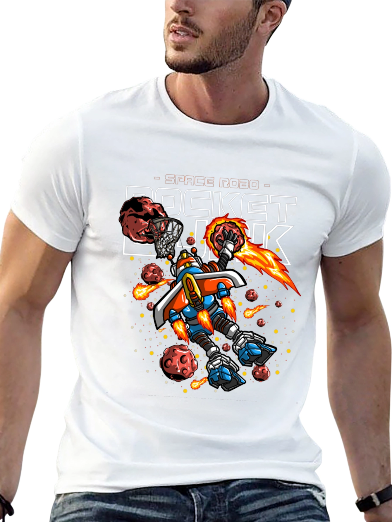 Rocket Dunk Space Robot Black T-Shirt