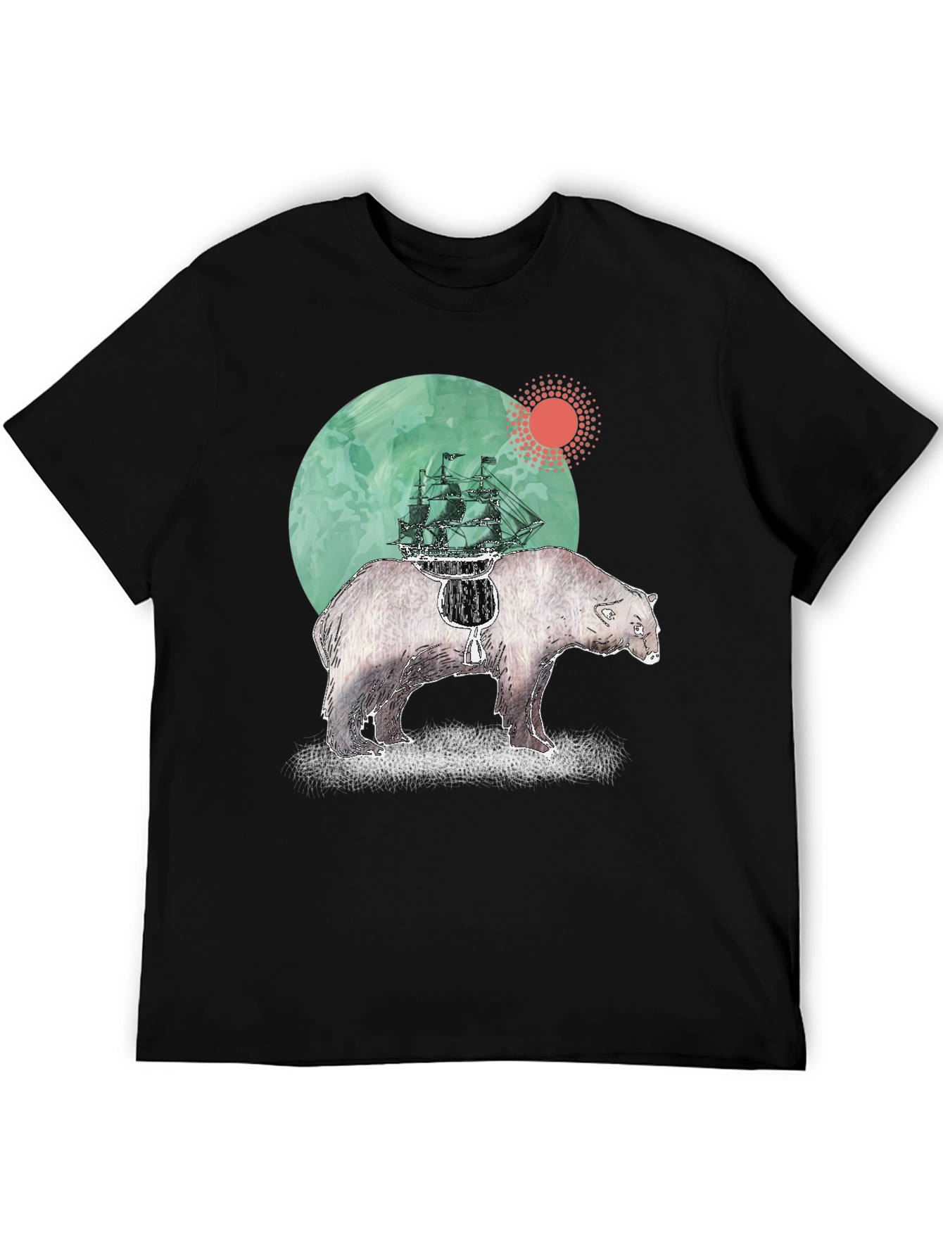 Bear and Ship Graphic T-Shirt