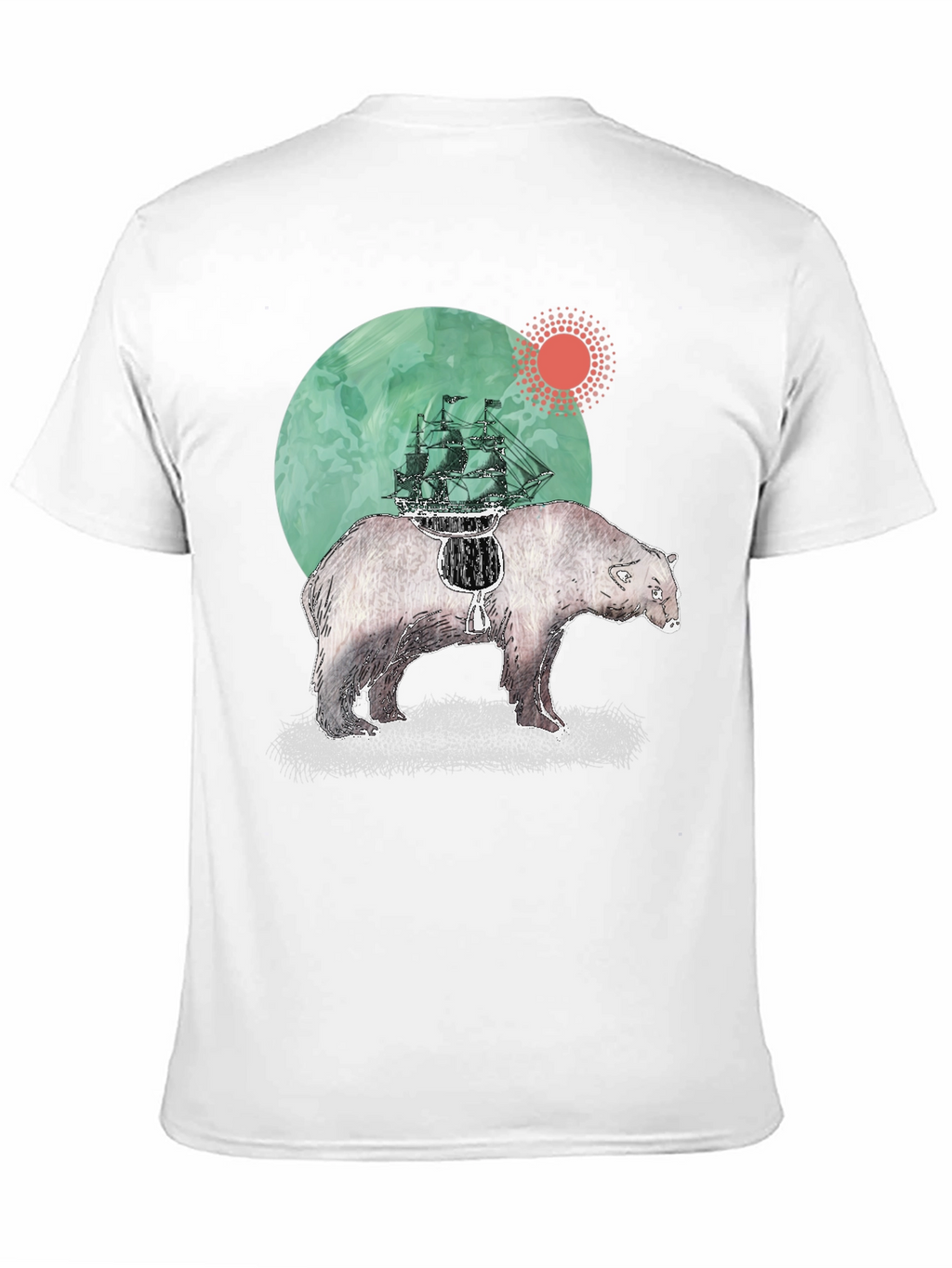 Bear and Ship Graphic T-Shirt