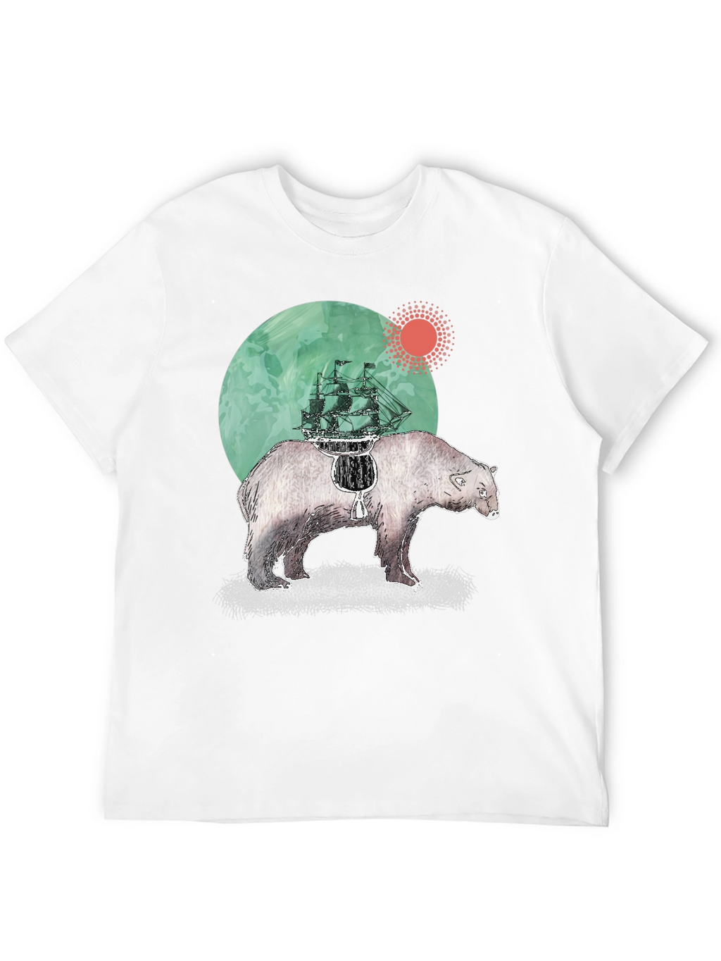 Bear and Ship Graphic T-Shirt