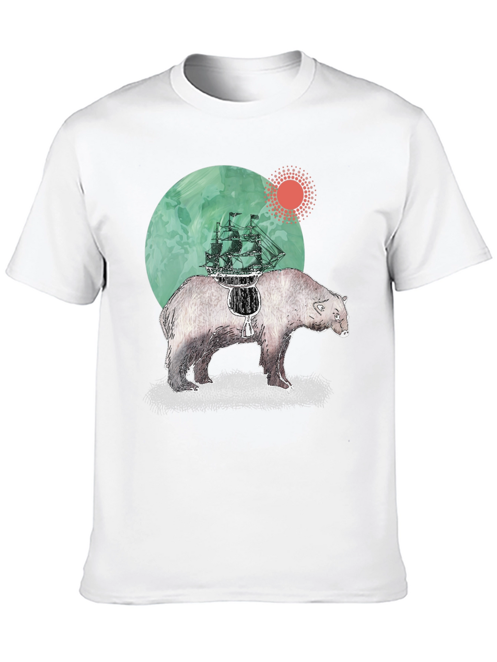 Bear and Ship Graphic T-Shirt