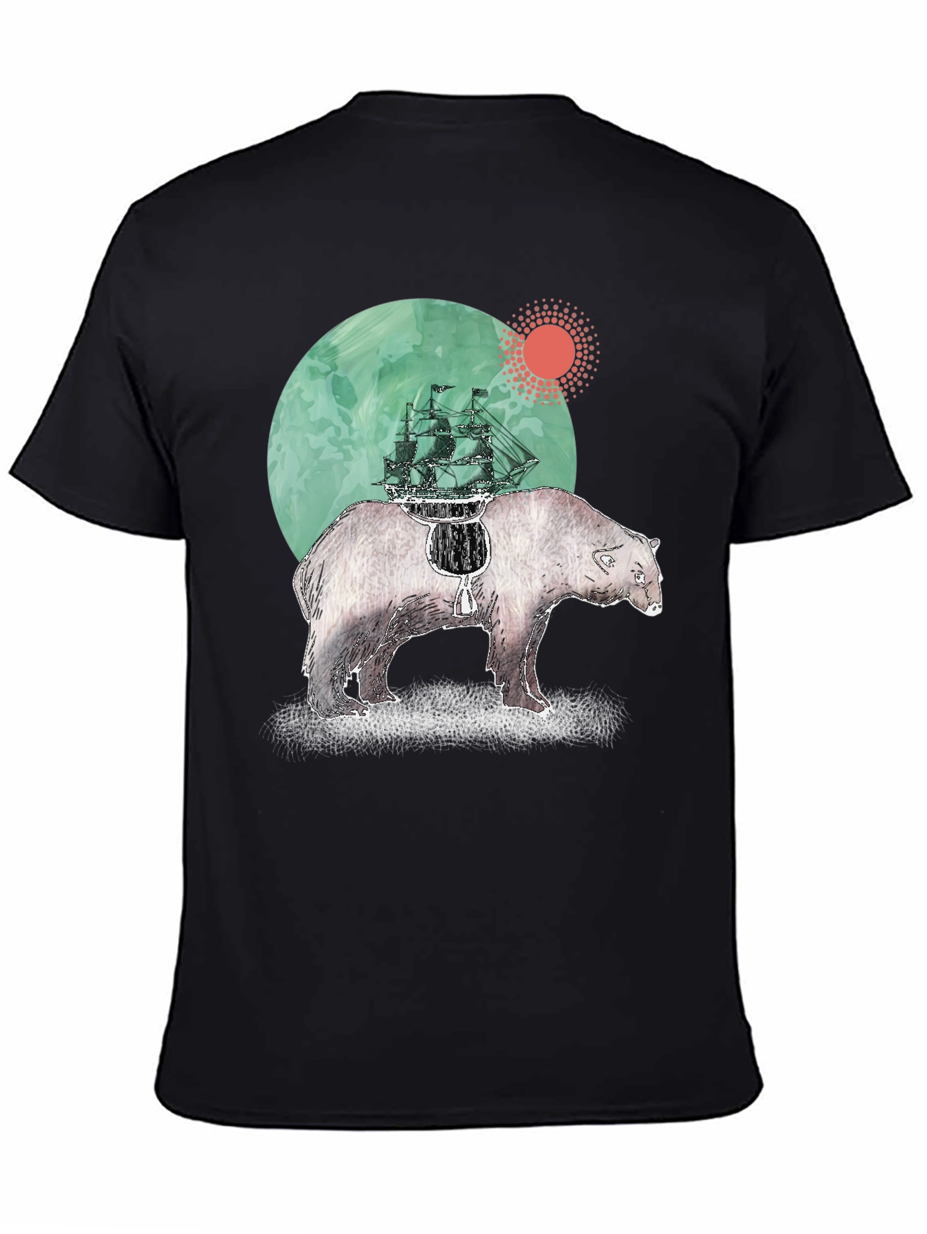 Bear and Ship Graphic T-Shirt