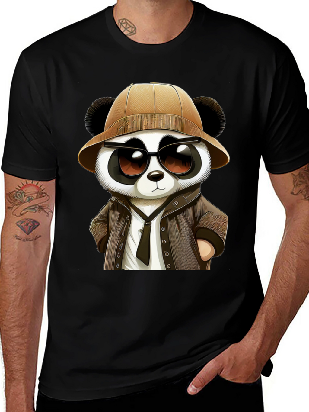 Panda Detective Graphic Tee - Black T-Shirt