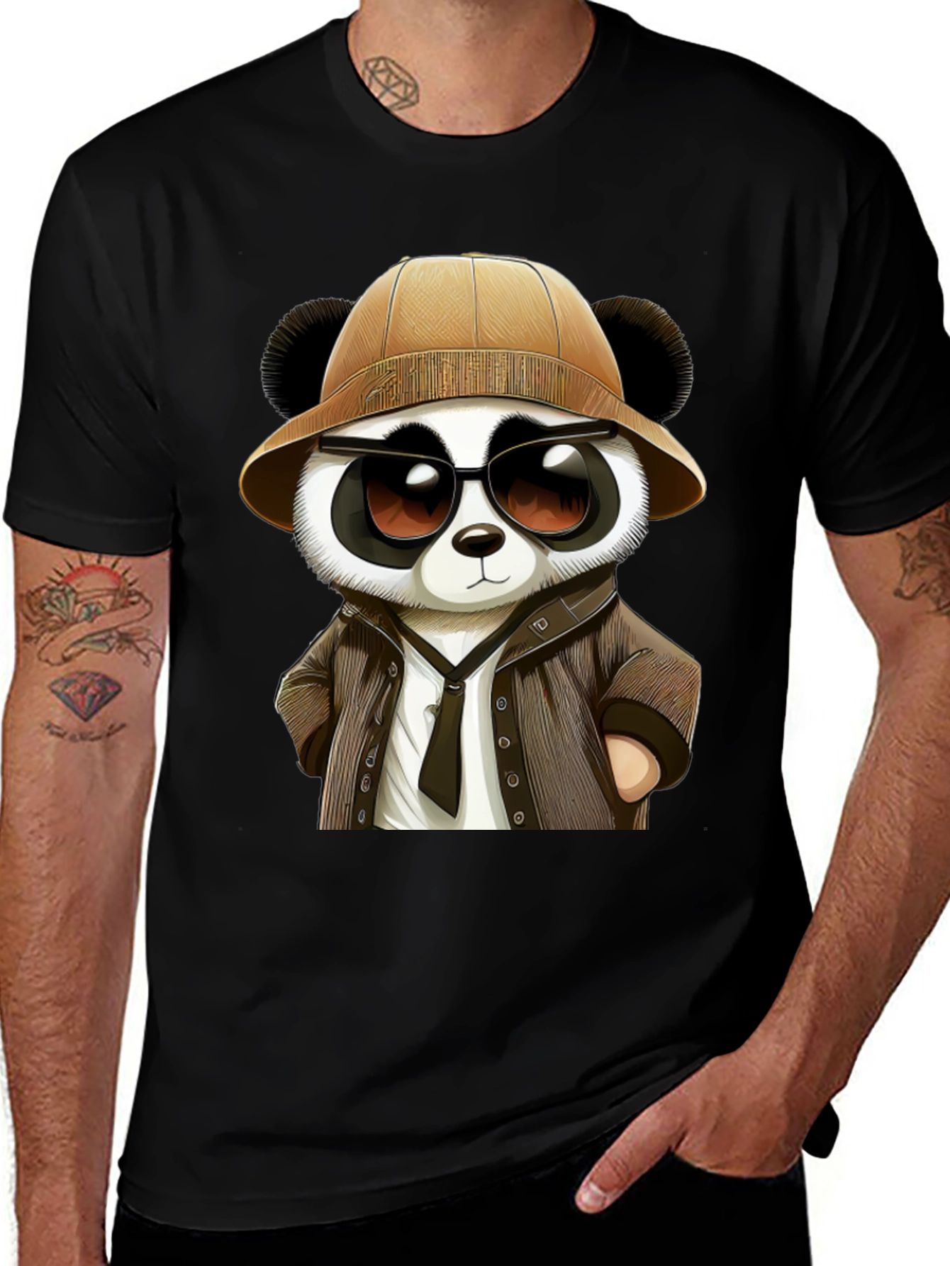 Panda Detective Graphic Tee - Black T-Shirt