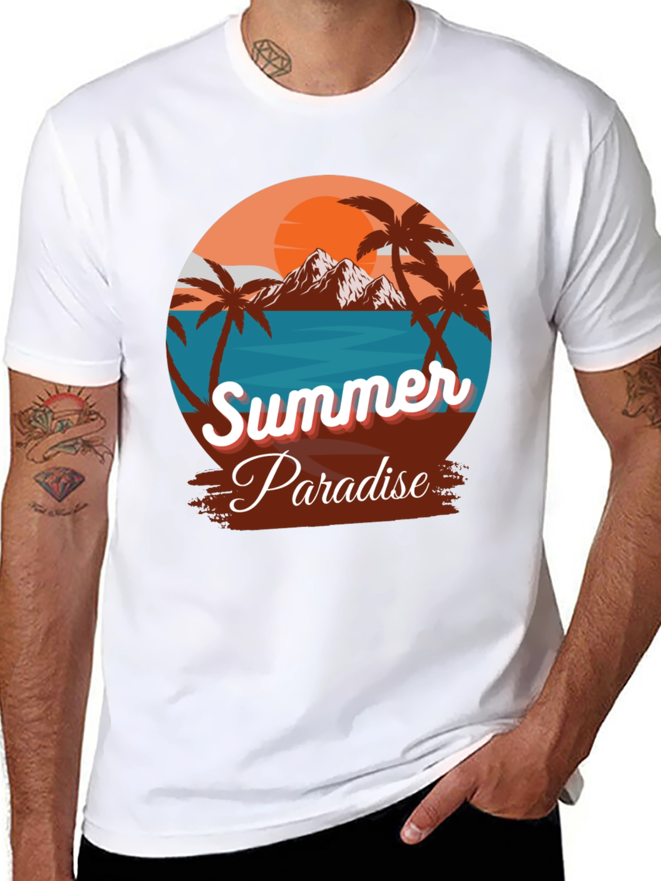 Summer Paradise Graphic Tee - Tropical Beach Vibes
