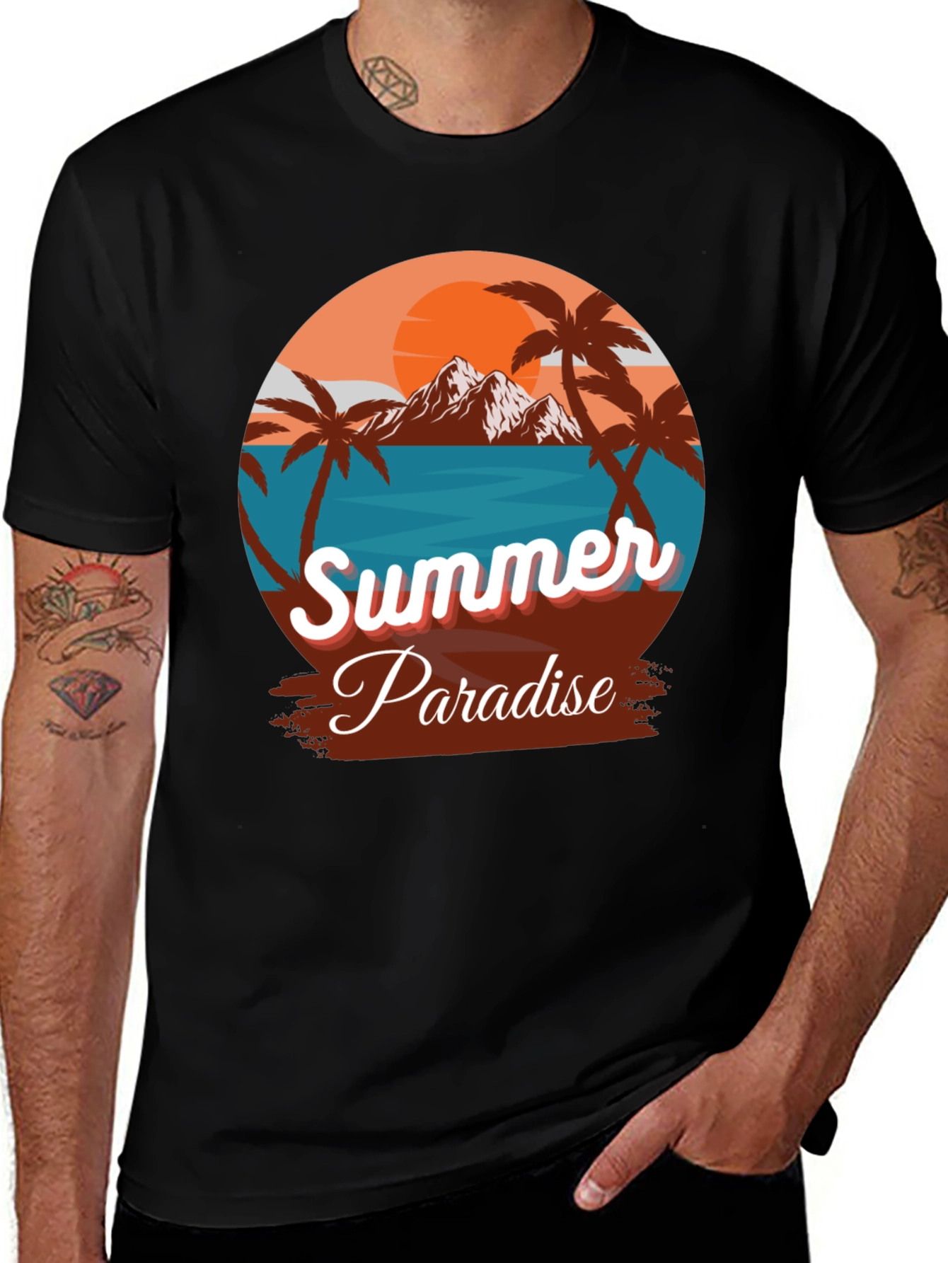 Summer Paradise Graphic Tee - Tropical Beach Vibes
