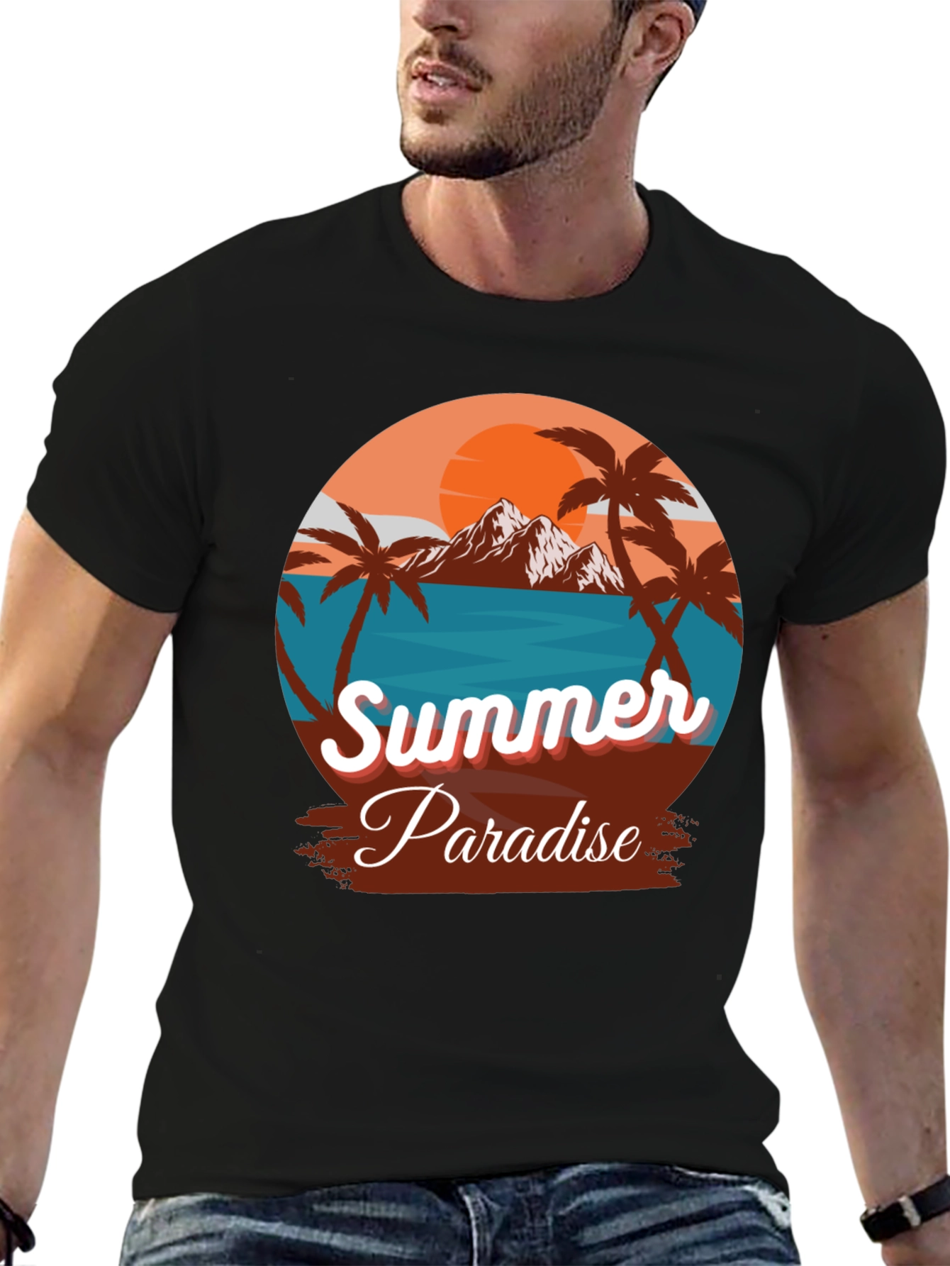 Summer Paradise Graphic Tee - Tropical Beach Vibes