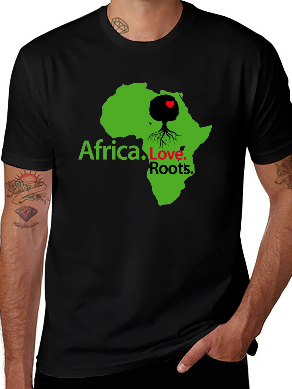 Africa Love Roots Graphic Tee - Black Cotton T-Shirt