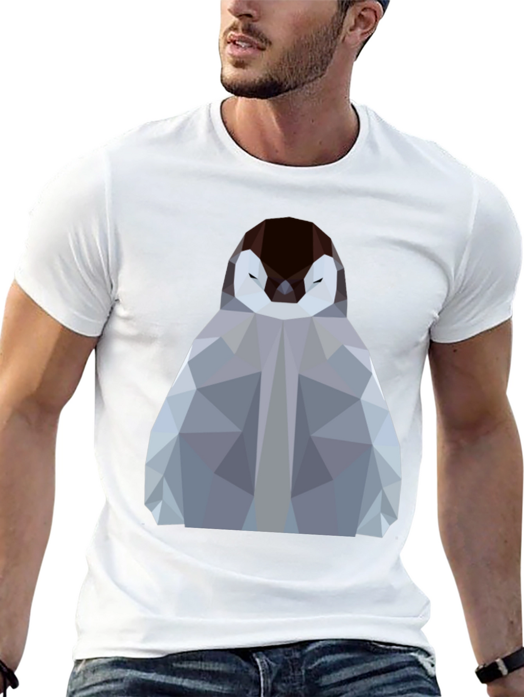 Geometric Penguin Graphic Tee - Modern Design