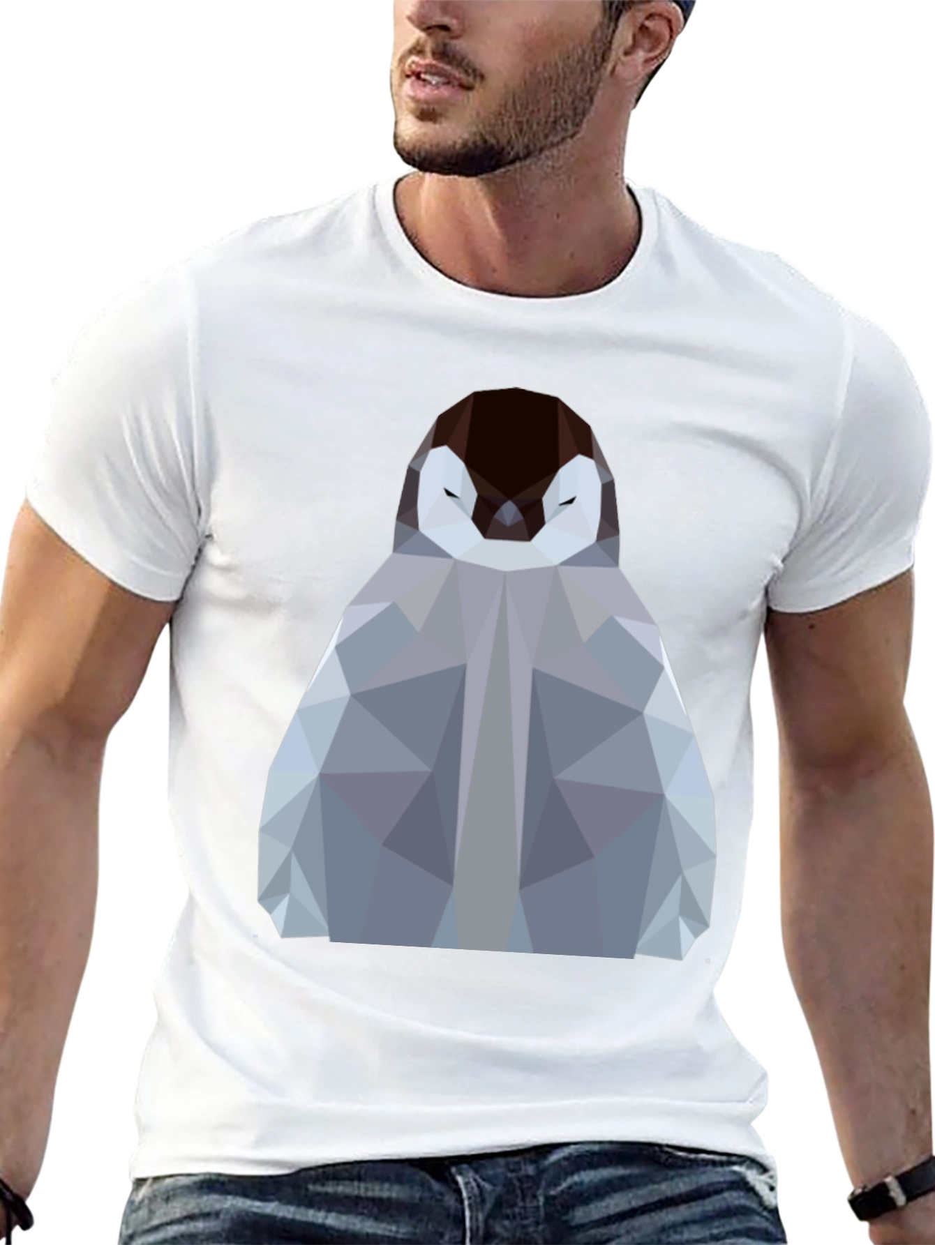 Geometric Penguin Graphic Tee - Modern Design