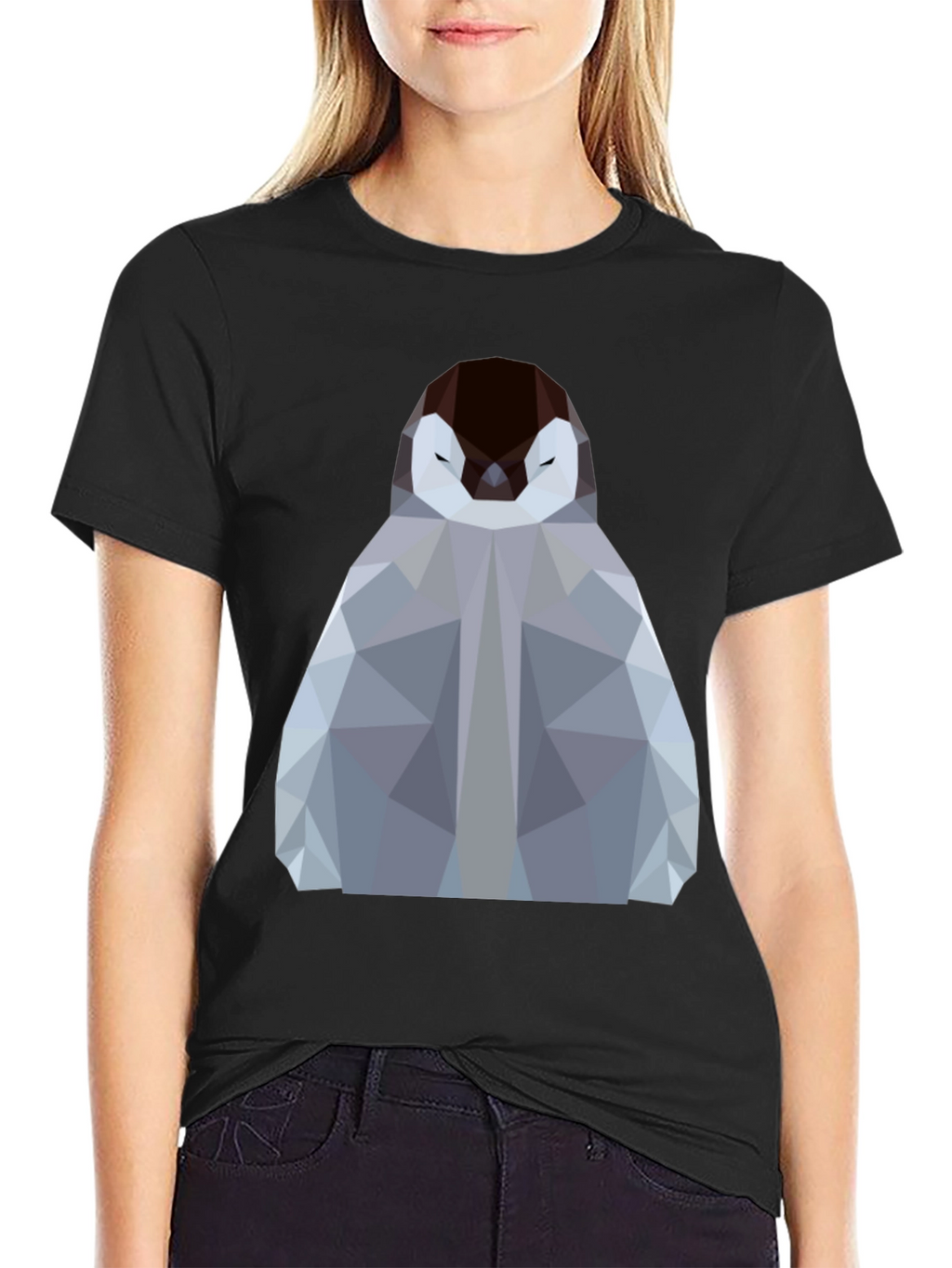 Geometric Penguin Graphic Tee - Modern Design