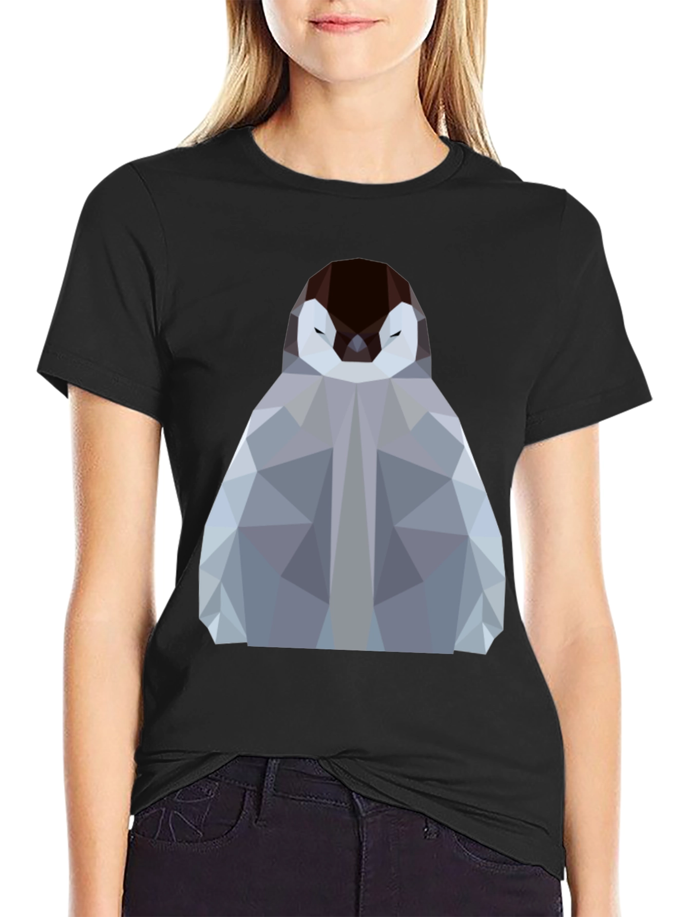 Geometric Penguin Graphic Tee - Modern Design
