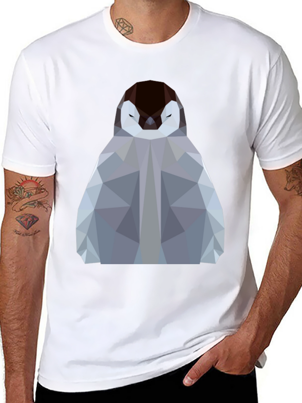 Geometric Penguin Graphic Tee - Modern Design