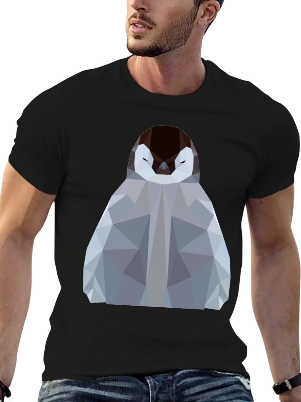Geometric Penguin Graphic Tee - Modern Design