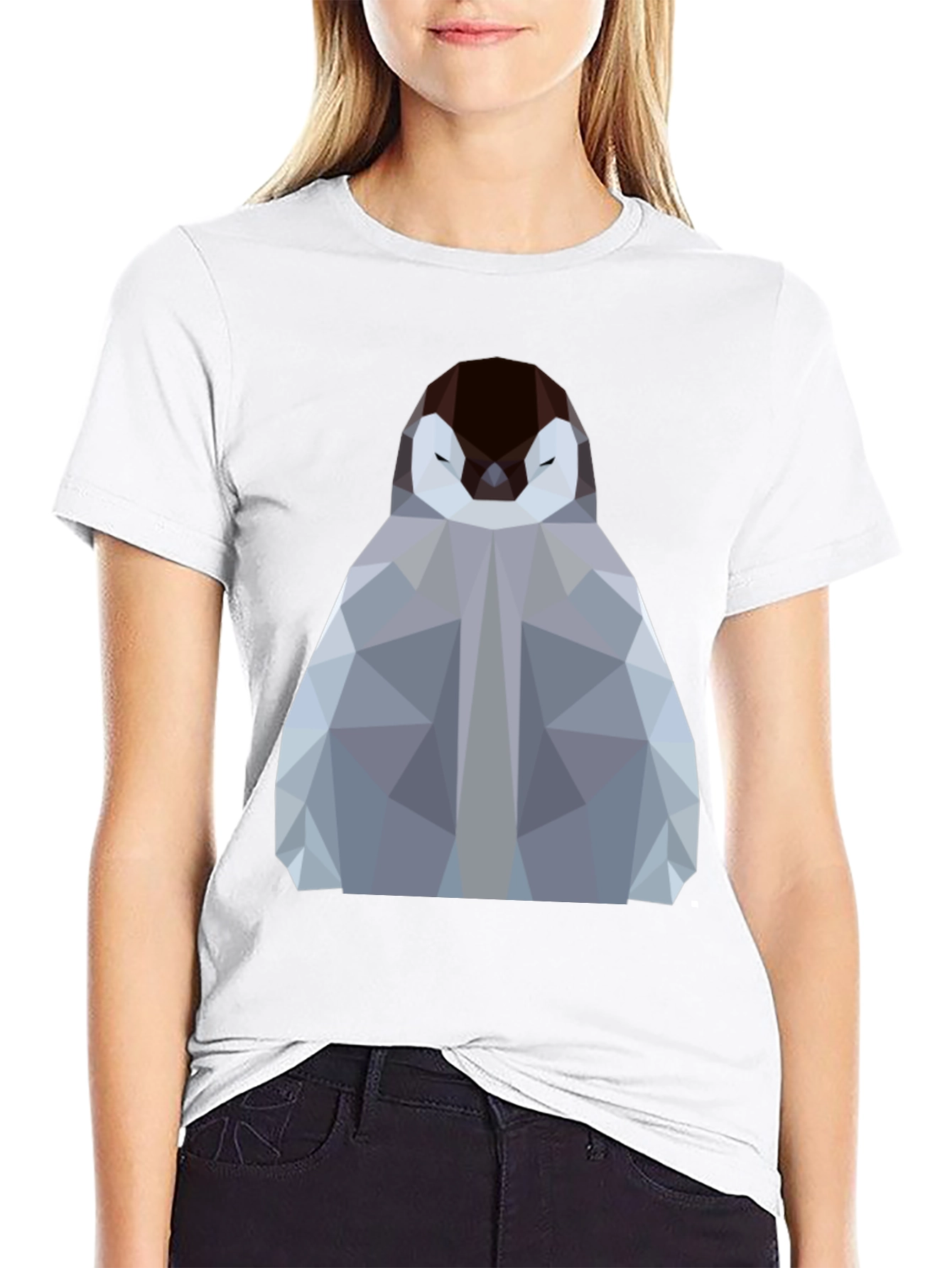 Geometric Penguin Graphic Tee - Modern Design