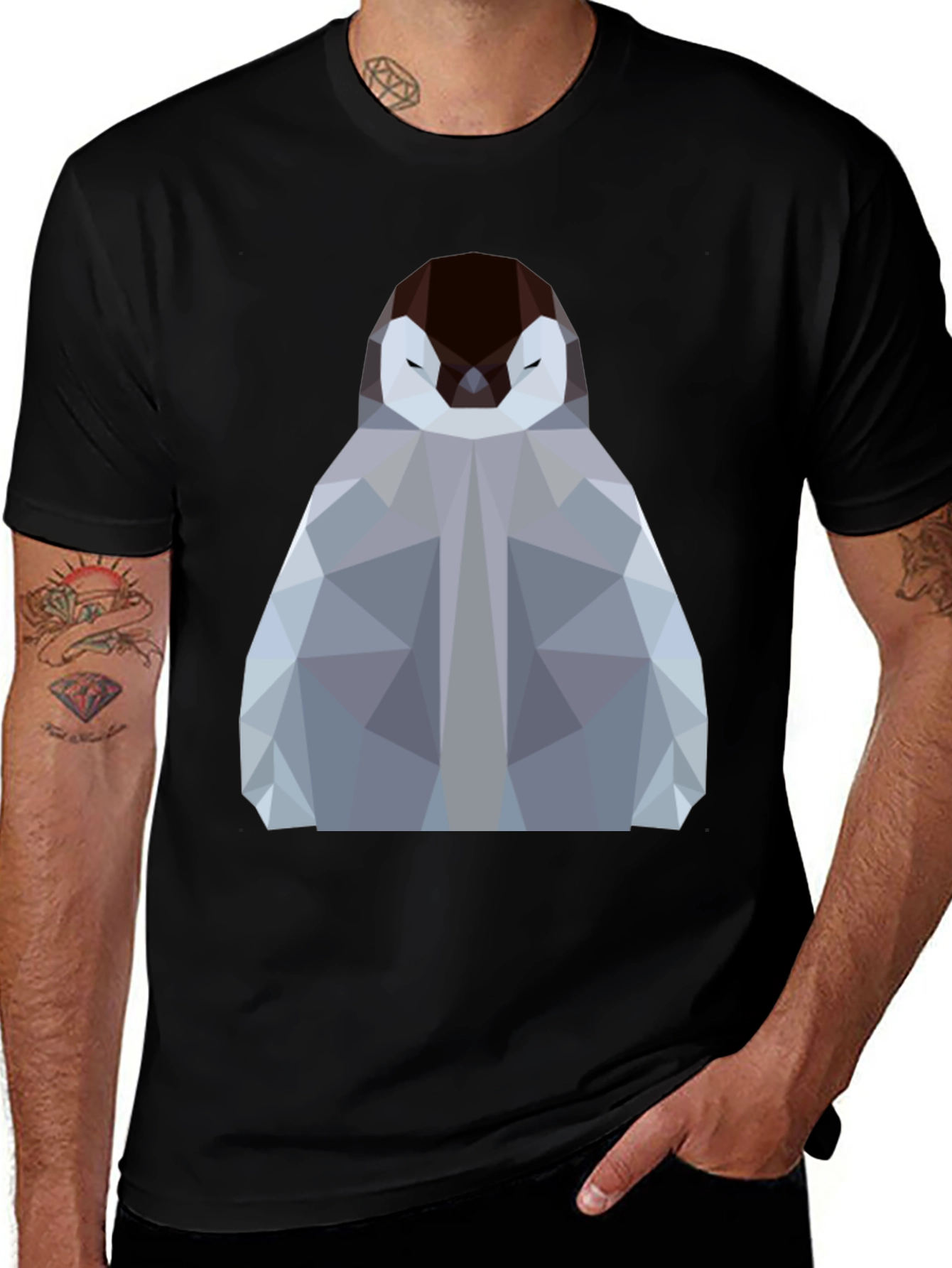 Geometric Penguin Graphic Tee - Modern Design