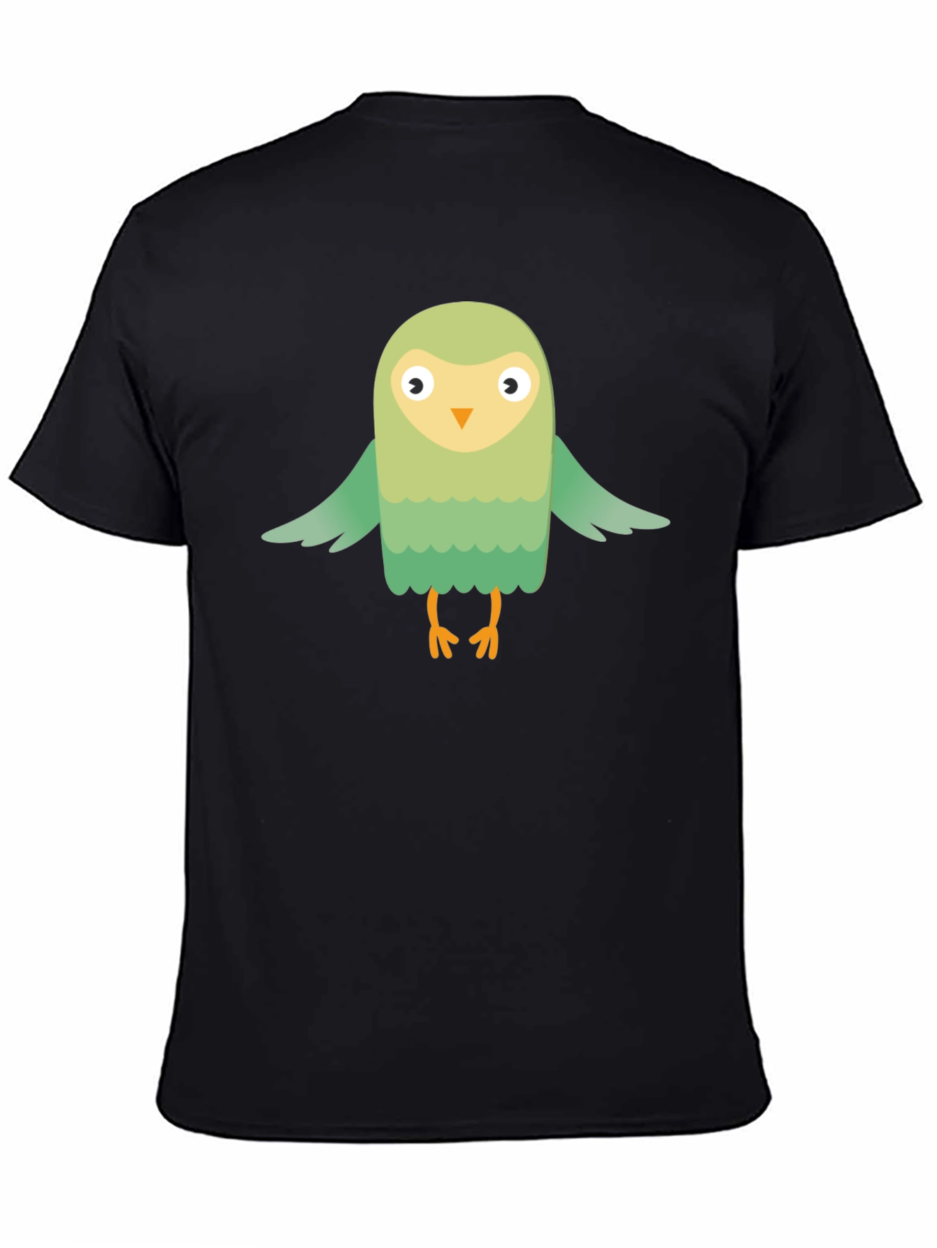 Cute Cartoon Bird Graphic Tee - Mens Black T-Shirt
