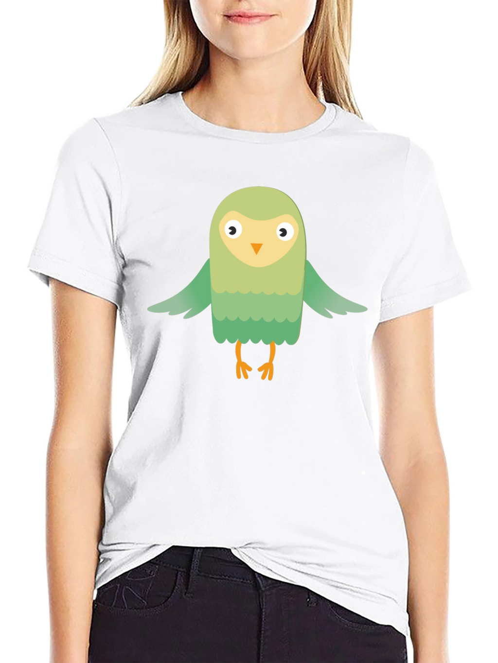 Cute Cartoon Bird Graphic Tee - Mens Black T-Shirt