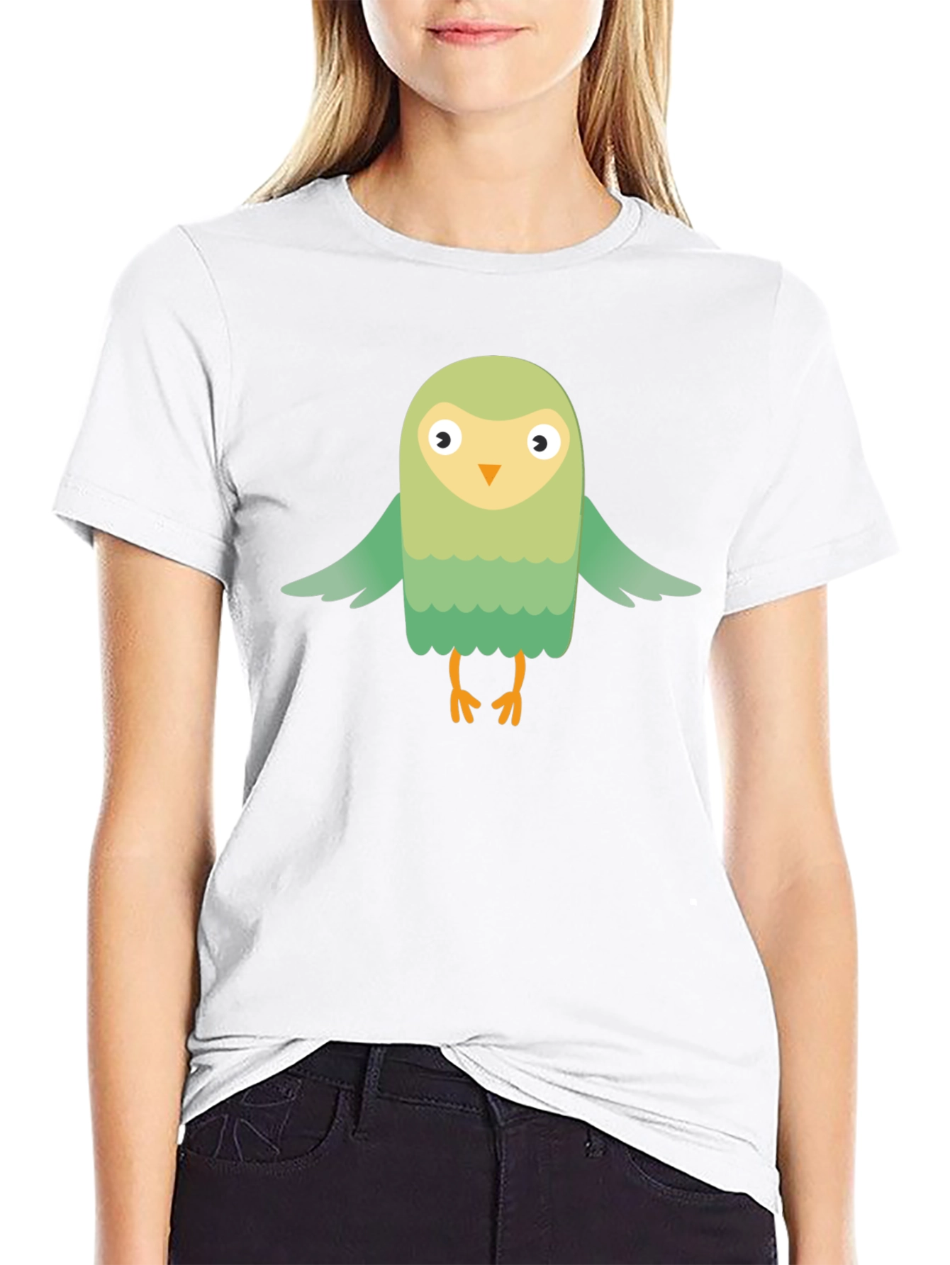 Cute Cartoon Bird Graphic Tee - Mens Black T-Shirt