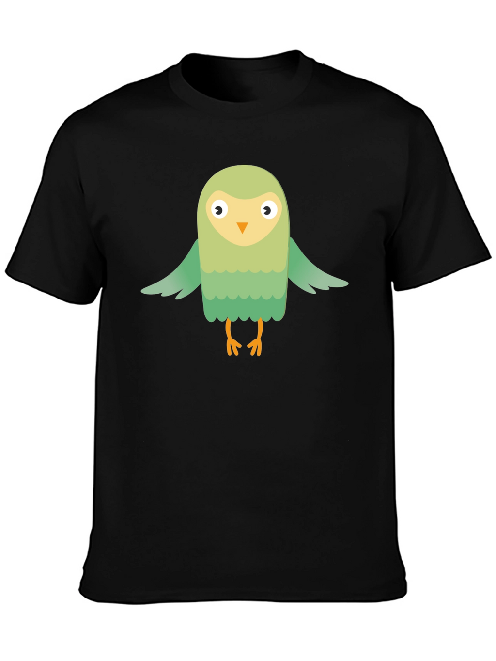 Cute Cartoon Bird Graphic Tee - Mens Black T-Shirt