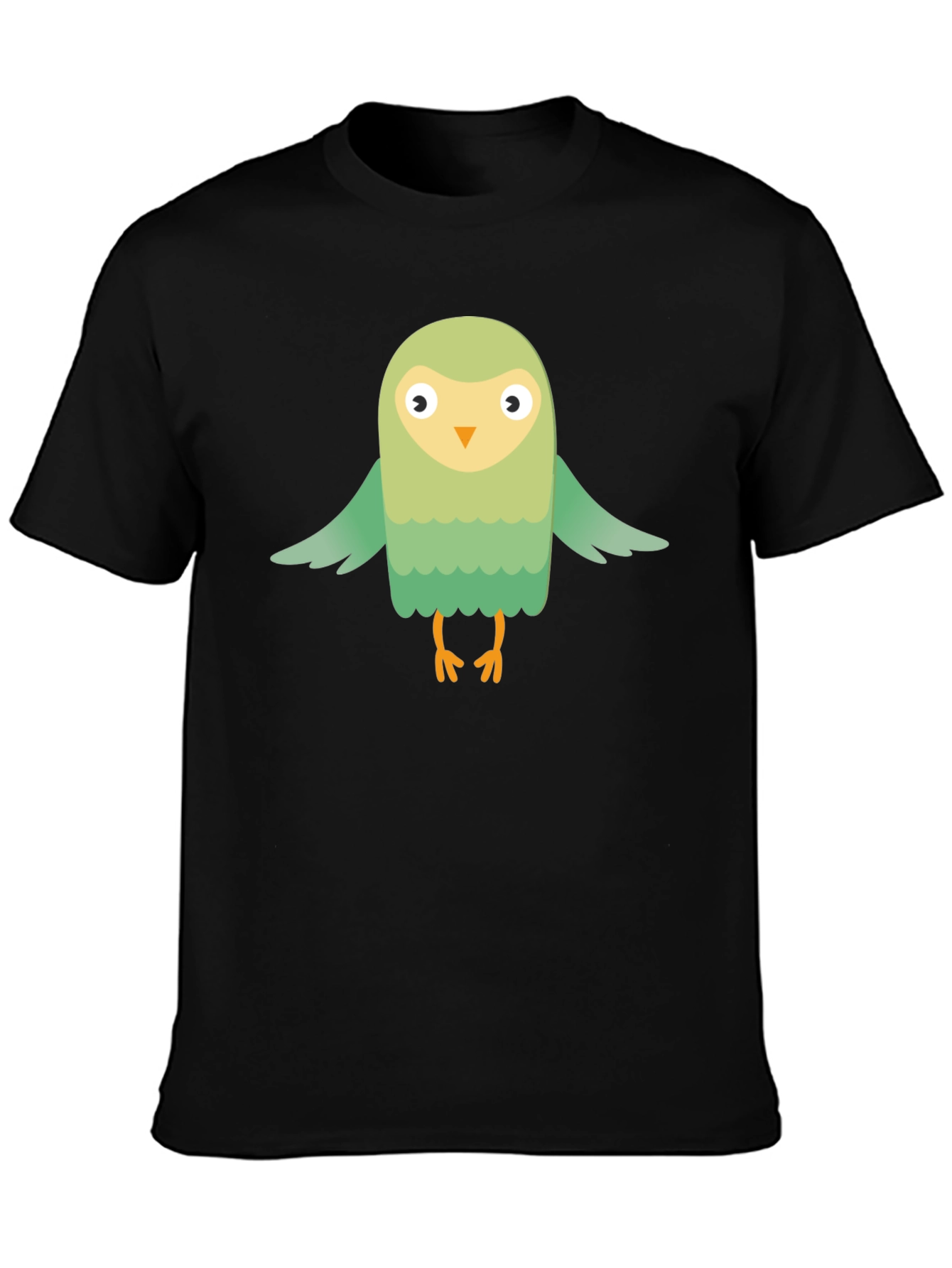Cute Cartoon Bird Graphic Tee - Mens Black T-Shirt