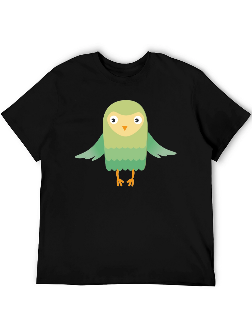 Cute Cartoon Bird Graphic Tee - Mens Black T-Shirt
