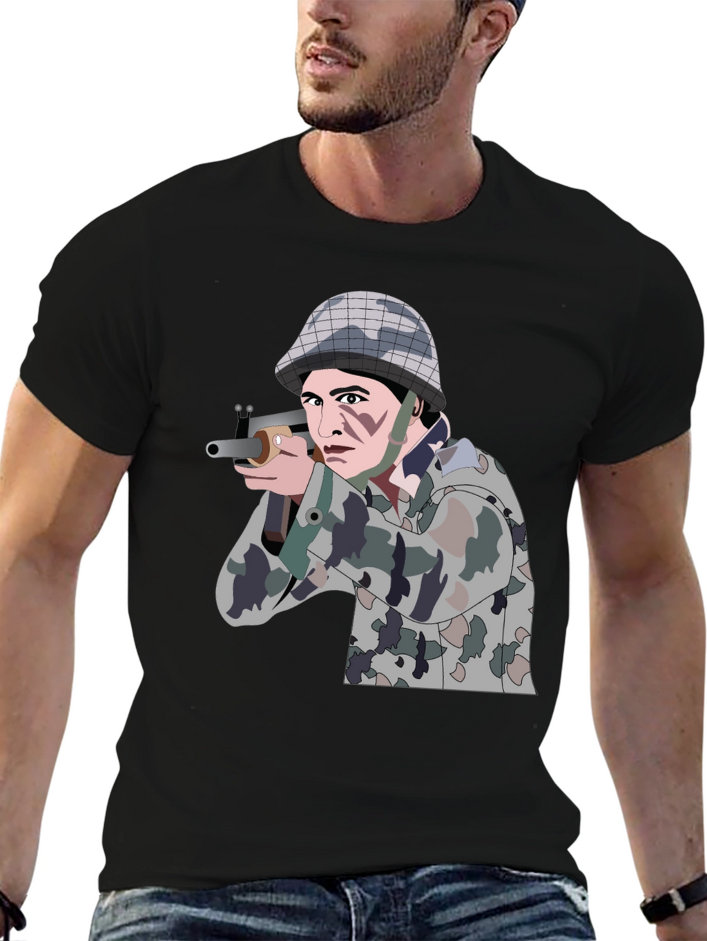 Soldier Graphic Black T-Shirt