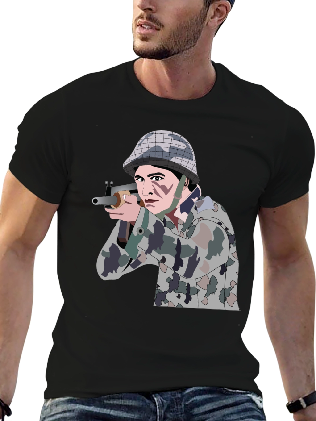 Soldier Graphic Black T-Shirt