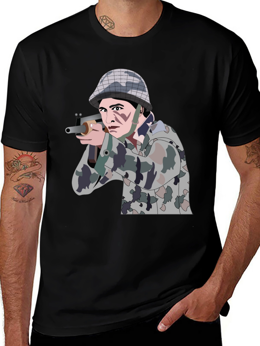 Soldier Graphic Black T-Shirt