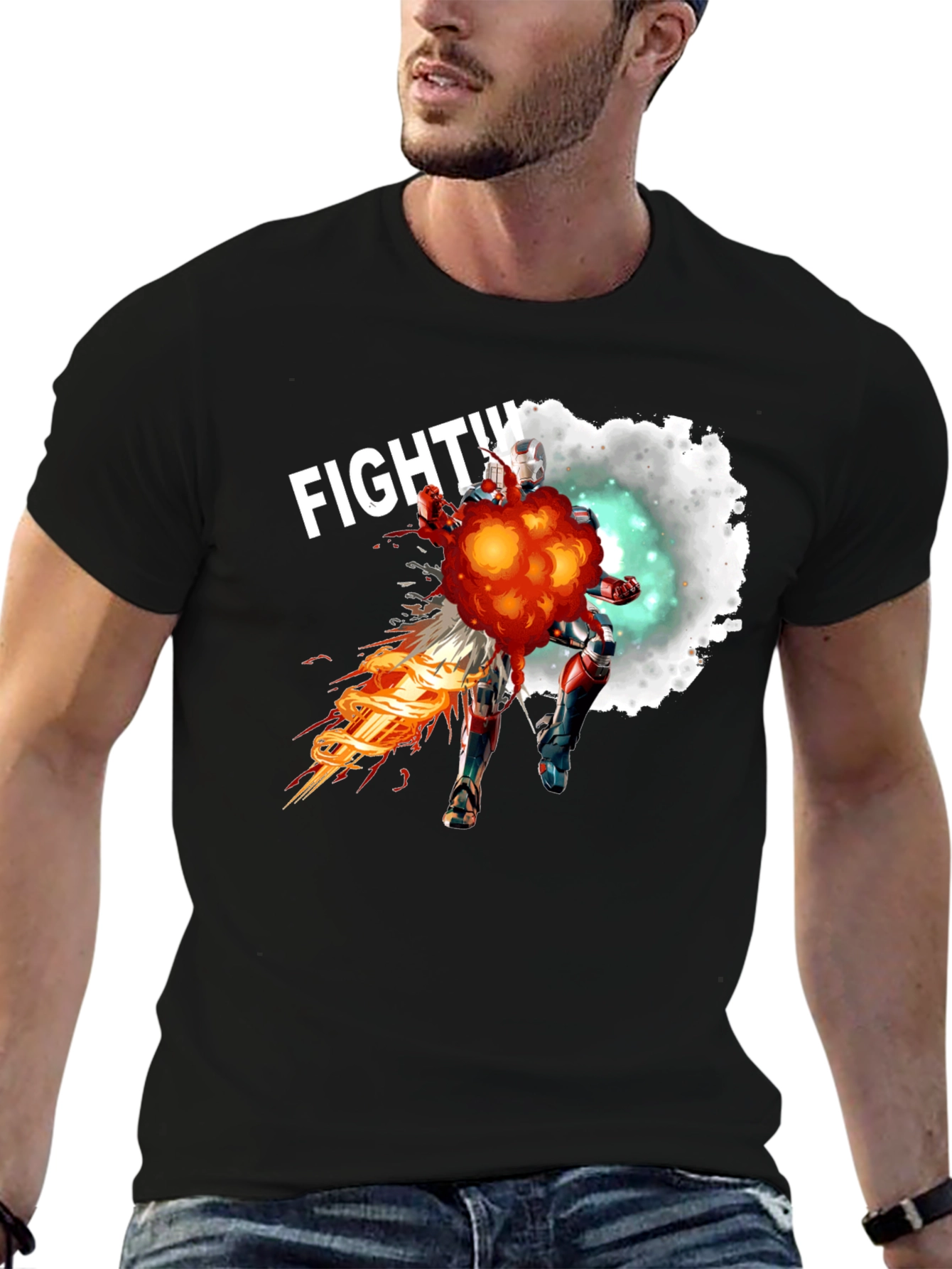 Fighting Hero Graphic T-Shirt - Black