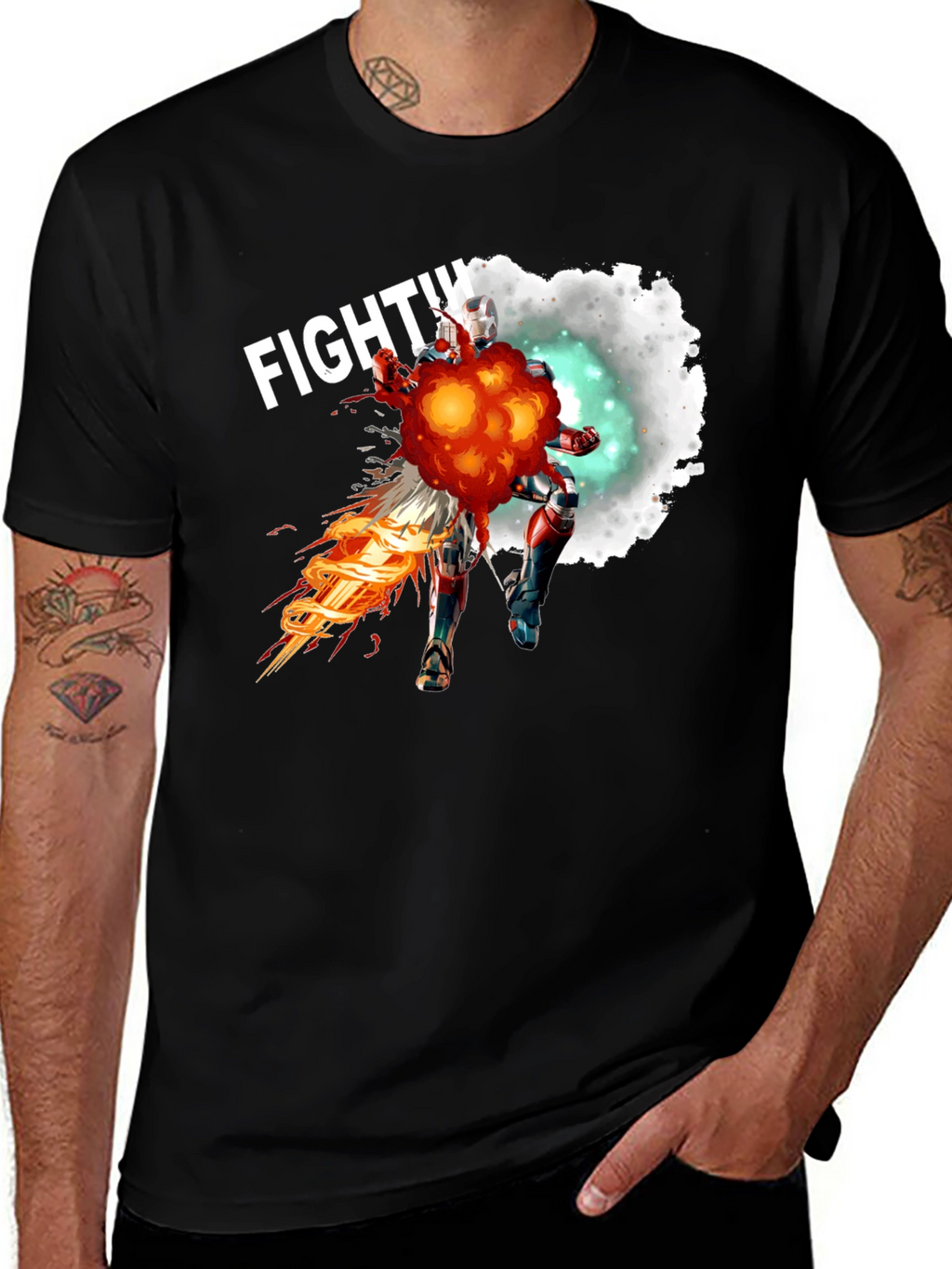Fighting Hero Graphic T-Shirt - Black