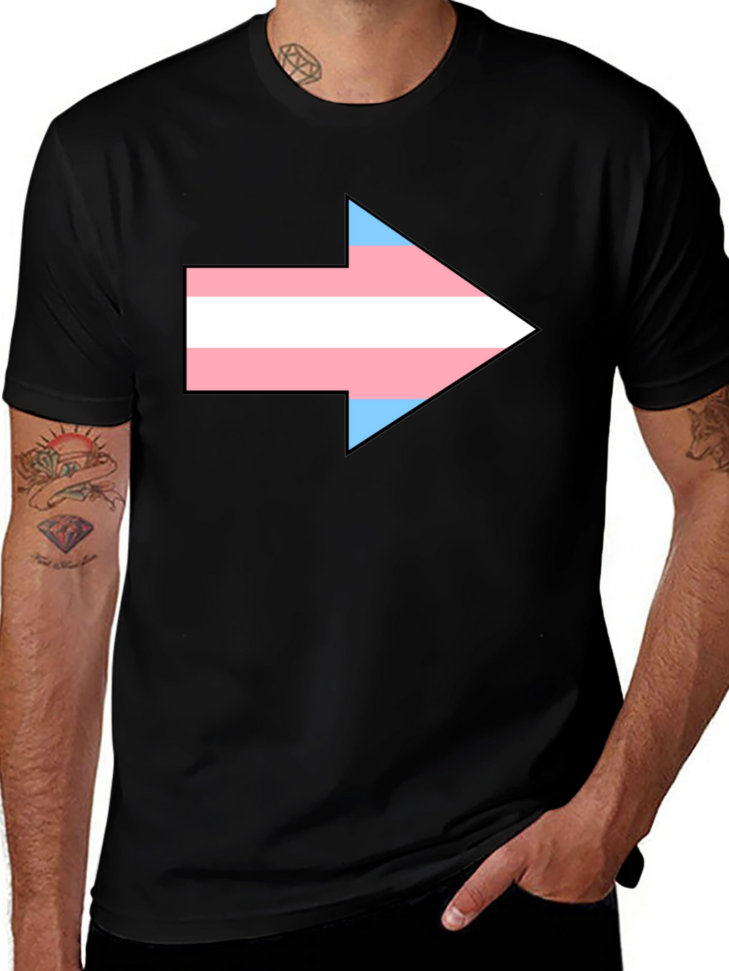 Transgender Pride Arrow Graphic Tee - Black