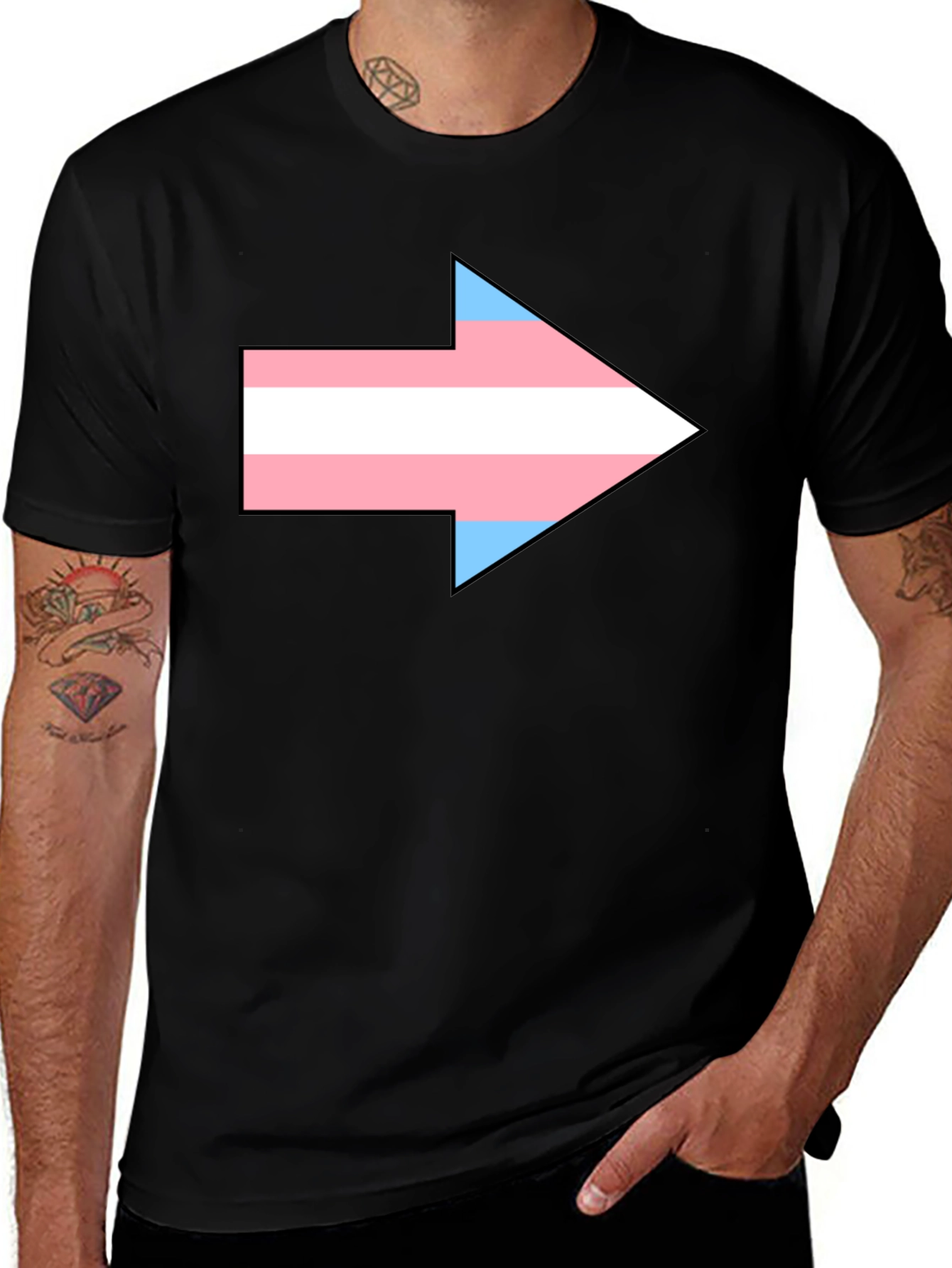 Transgender Pride Arrow Graphic Tee - Black
