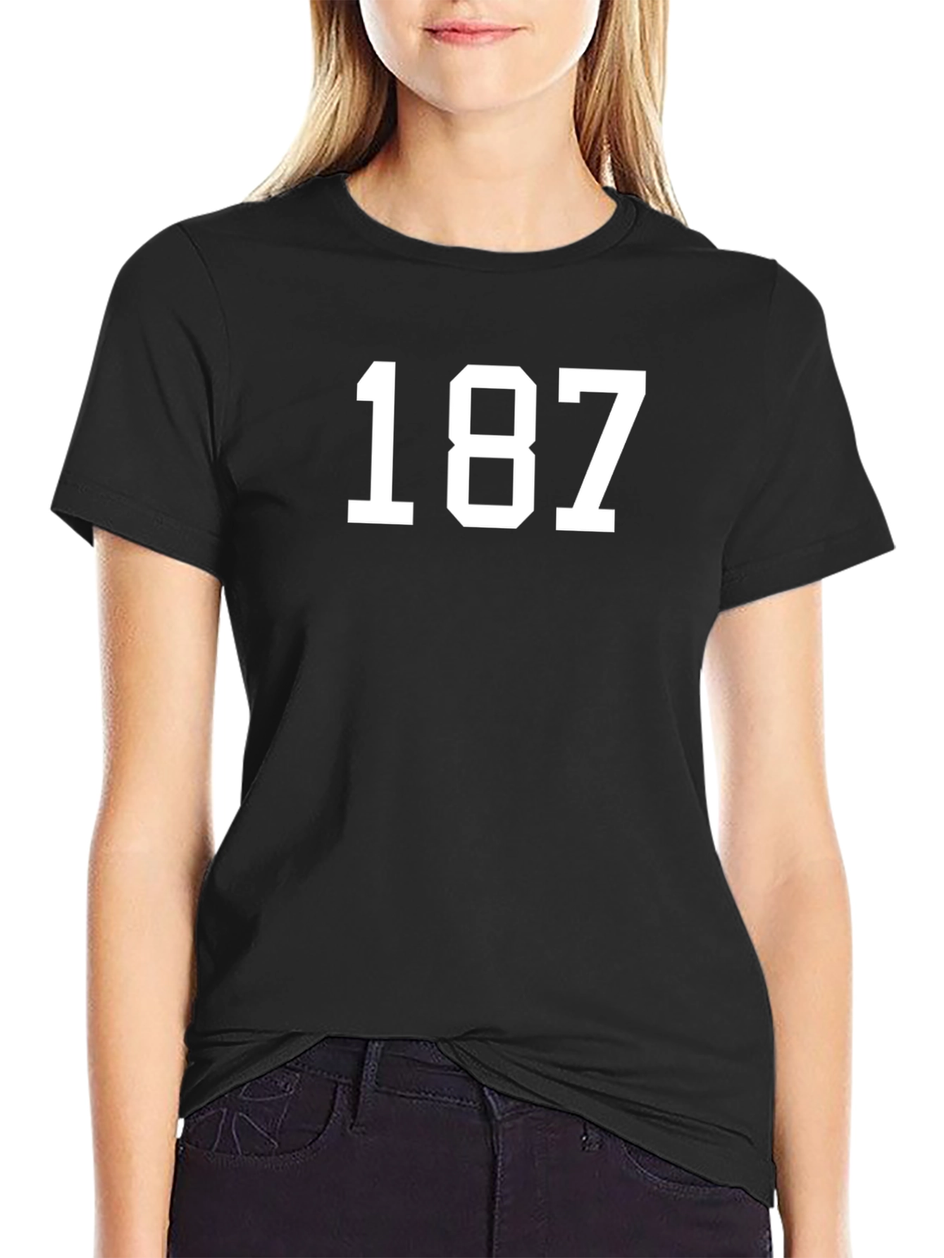 187 Bold Graphic Tee - Black Cotton T-Shirt
