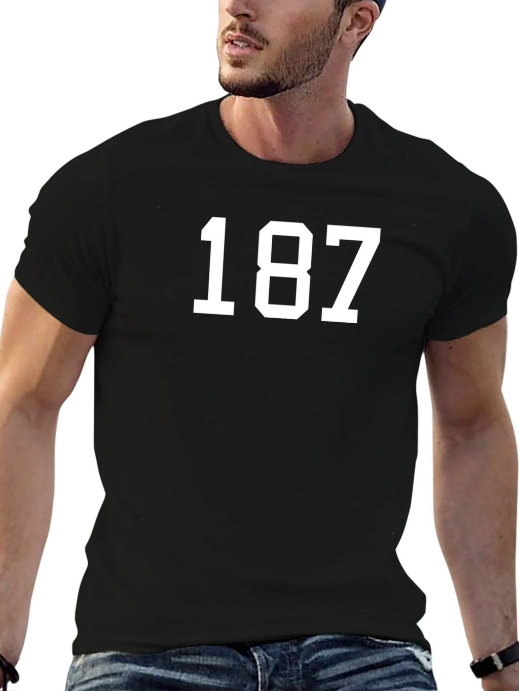 187 Bold Graphic Tee - Black Cotton T-Shirt