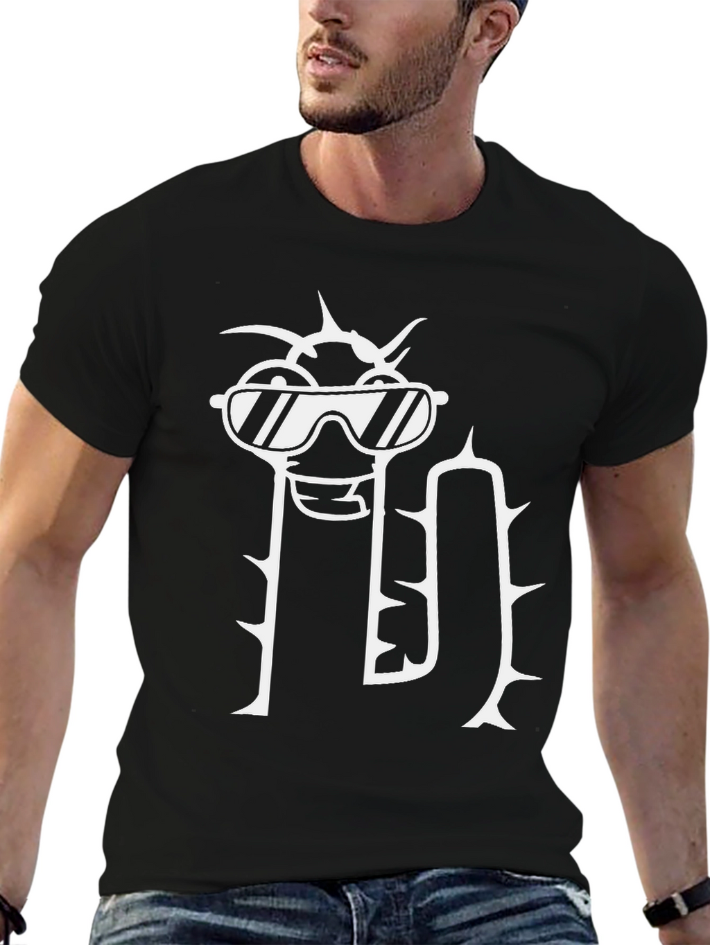 Cool Cactus Graphic T-Shirt - Mens Black Tee