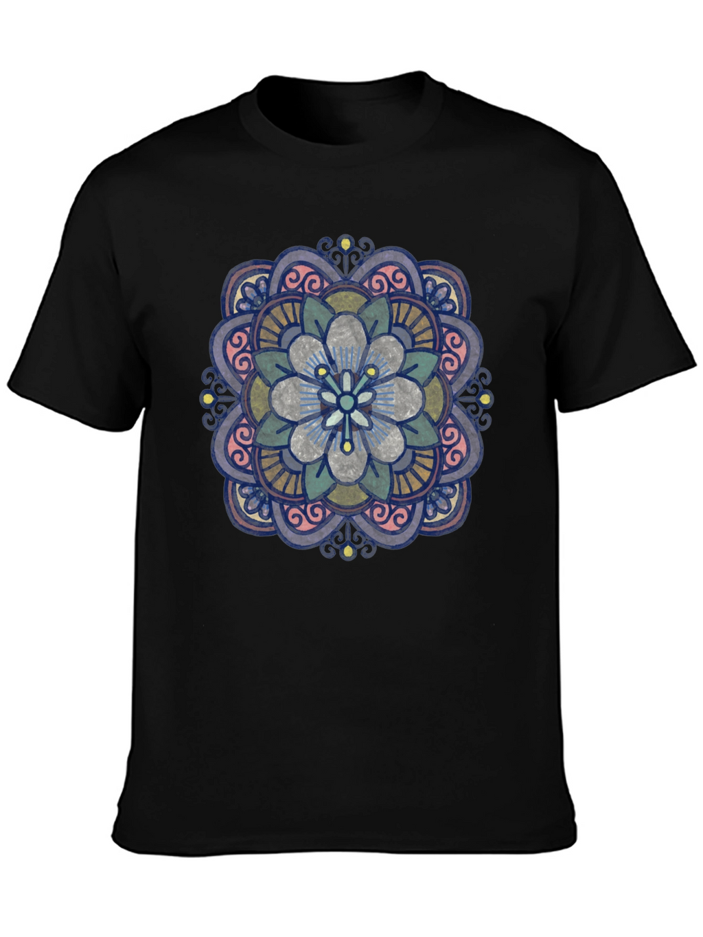 Floral Mandala Graphic T-Shirt - Black